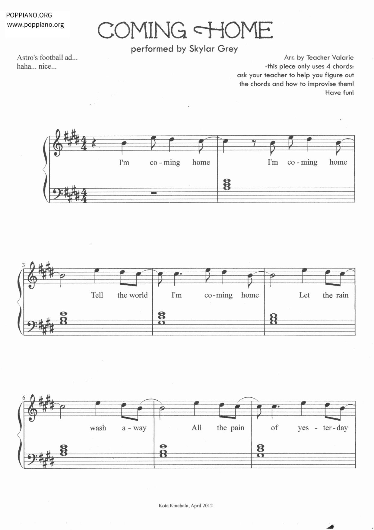Coming Home - Part II琴谱