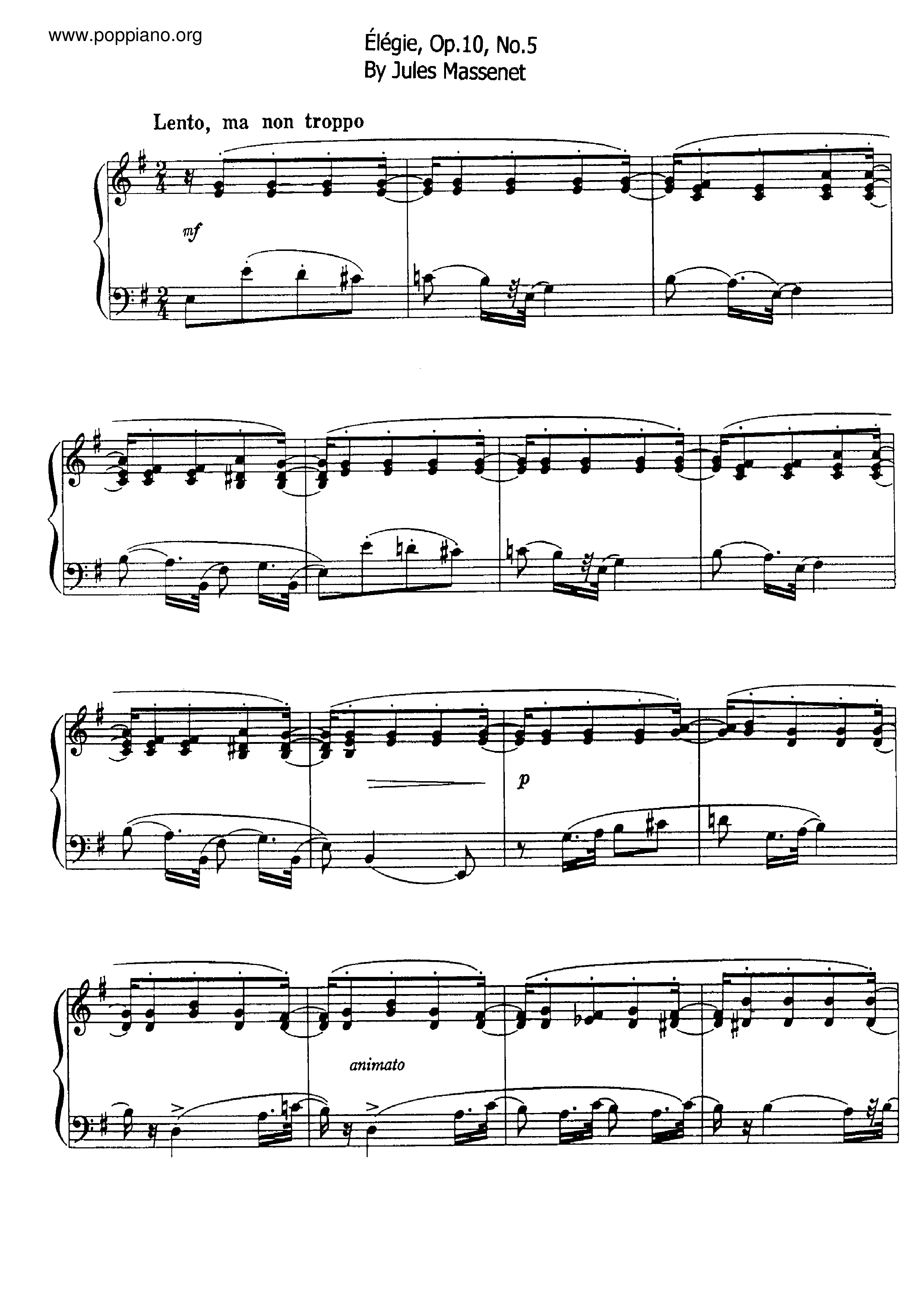 Elegie, Op.10, No.5琴谱