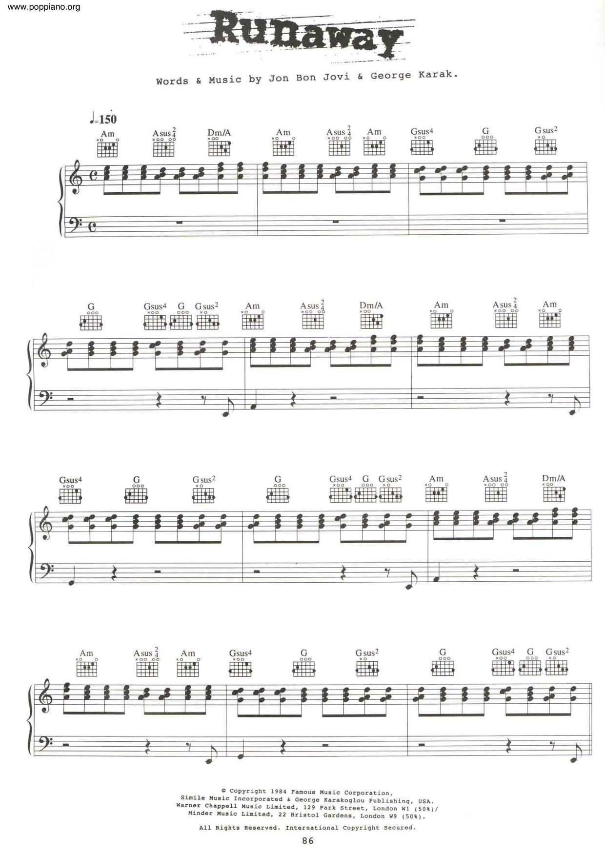 Runaway琴谱