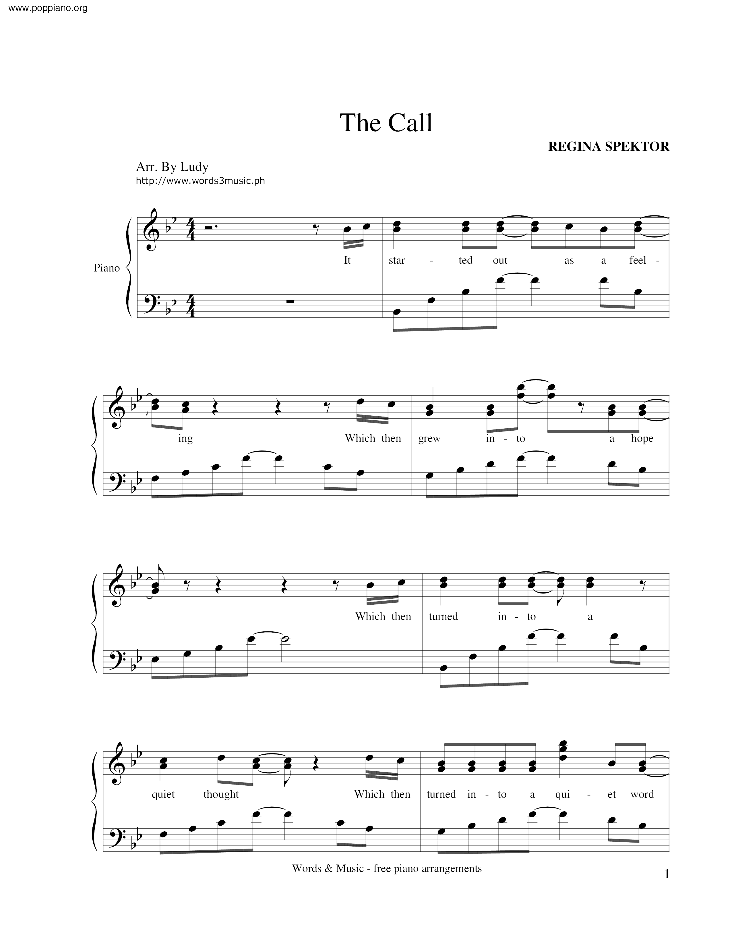 The Call琴谱