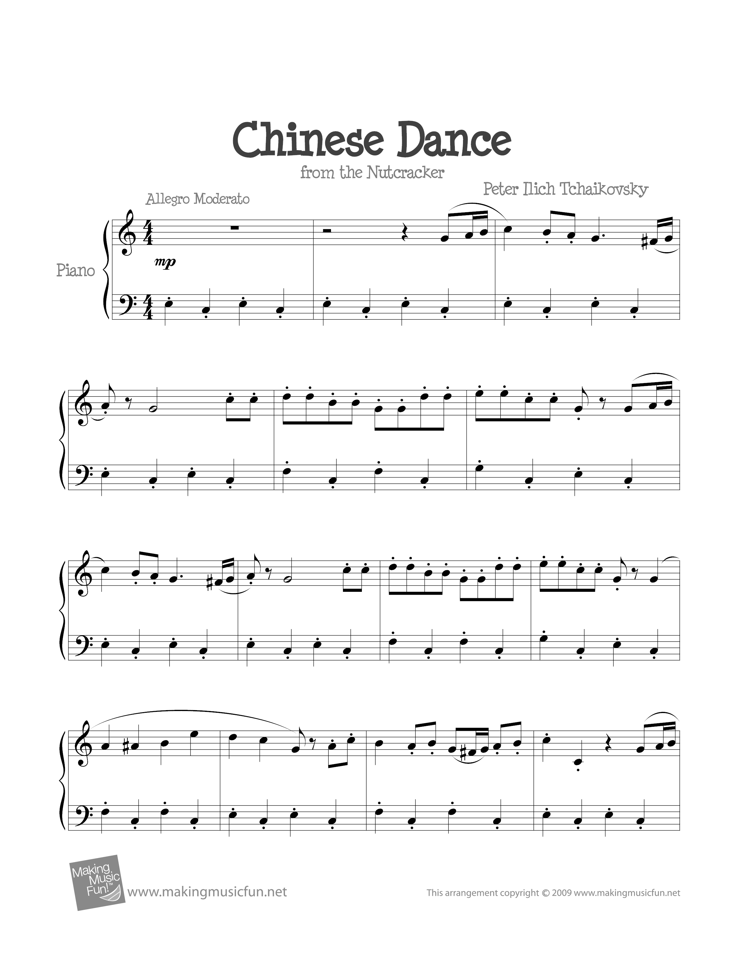 Chinese Dance (Nutcracker)琴谱