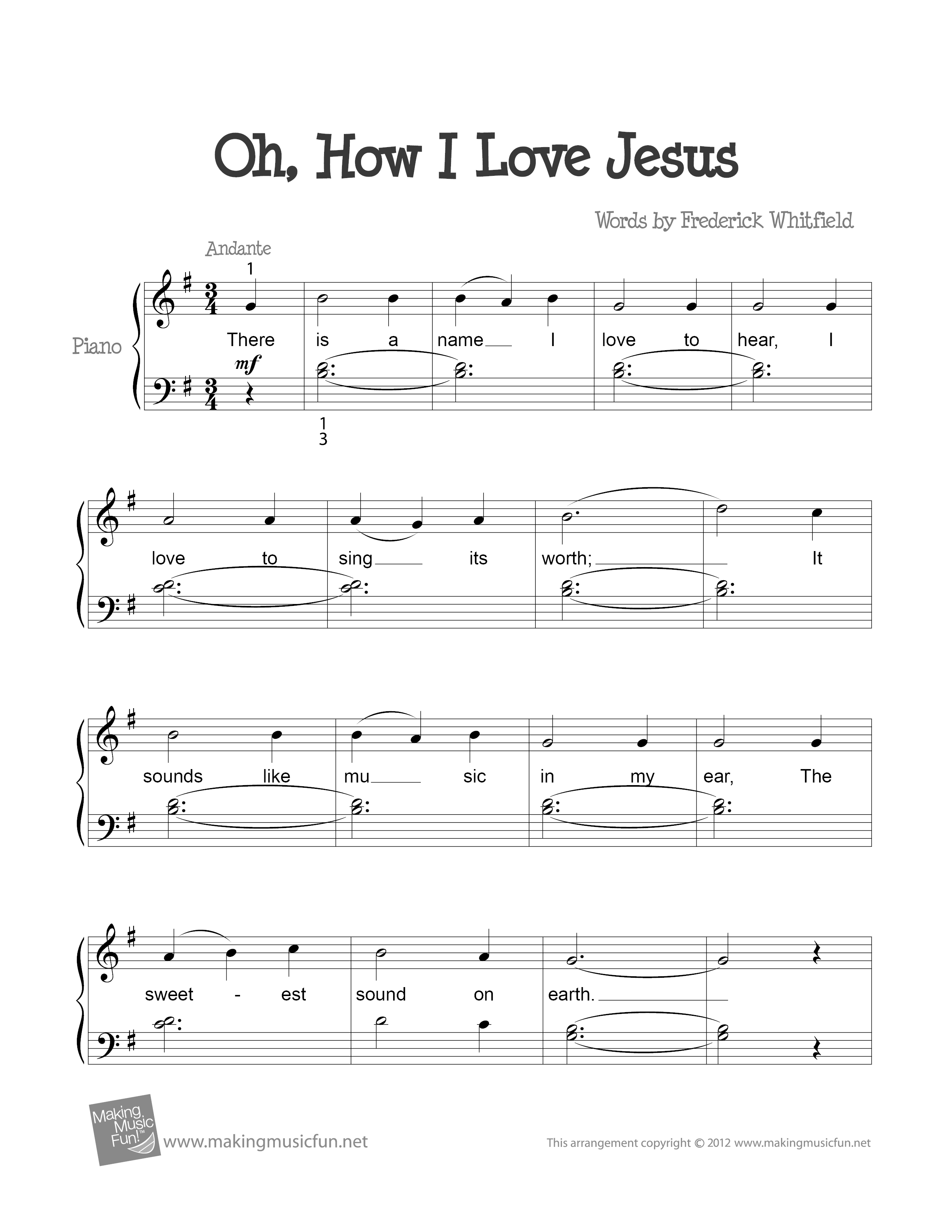Oh, How I Love Jesus琴谱