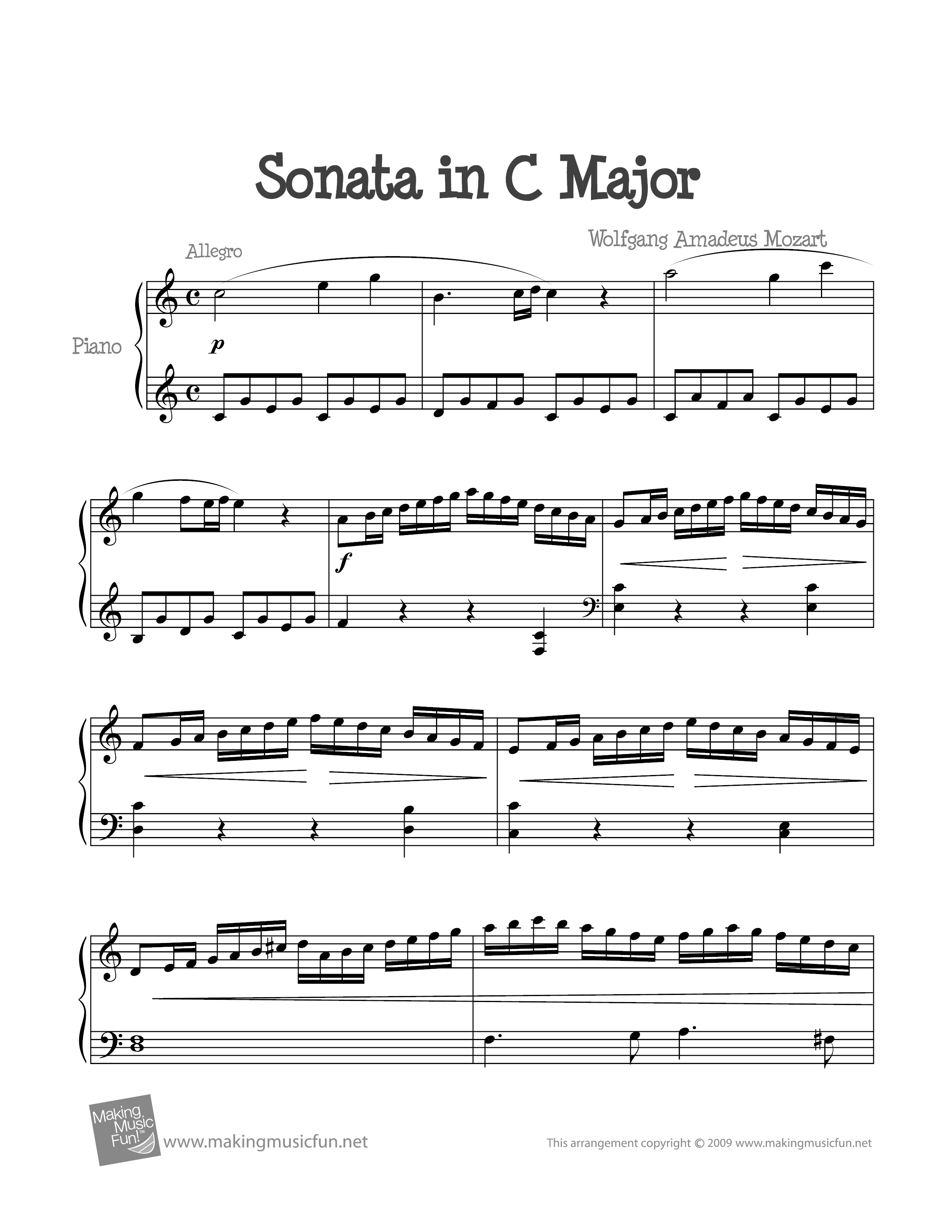 Piano Sonata No. 16 K. 545 1st Movt琴谱