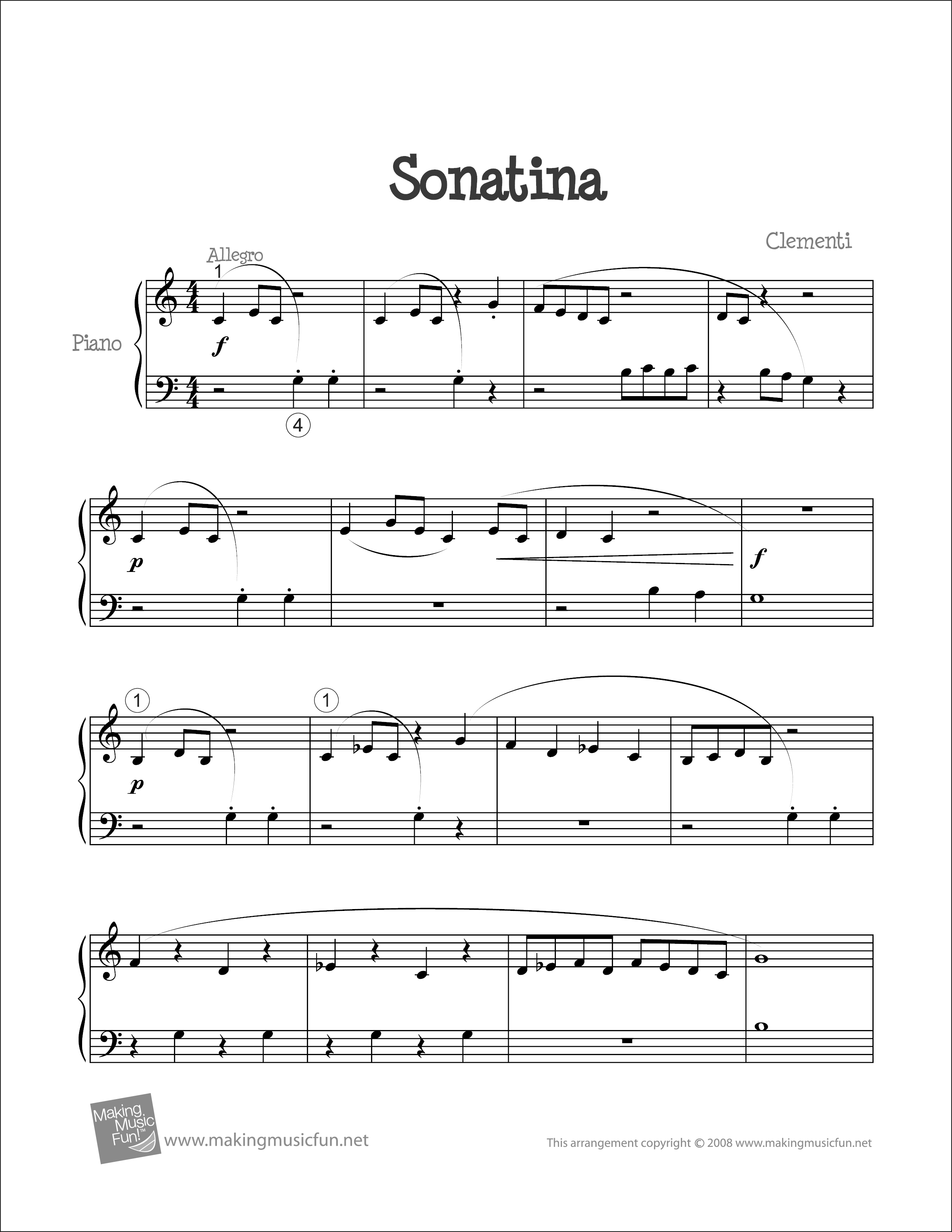 Sonatina In C Major, Op.36, No.1琴谱