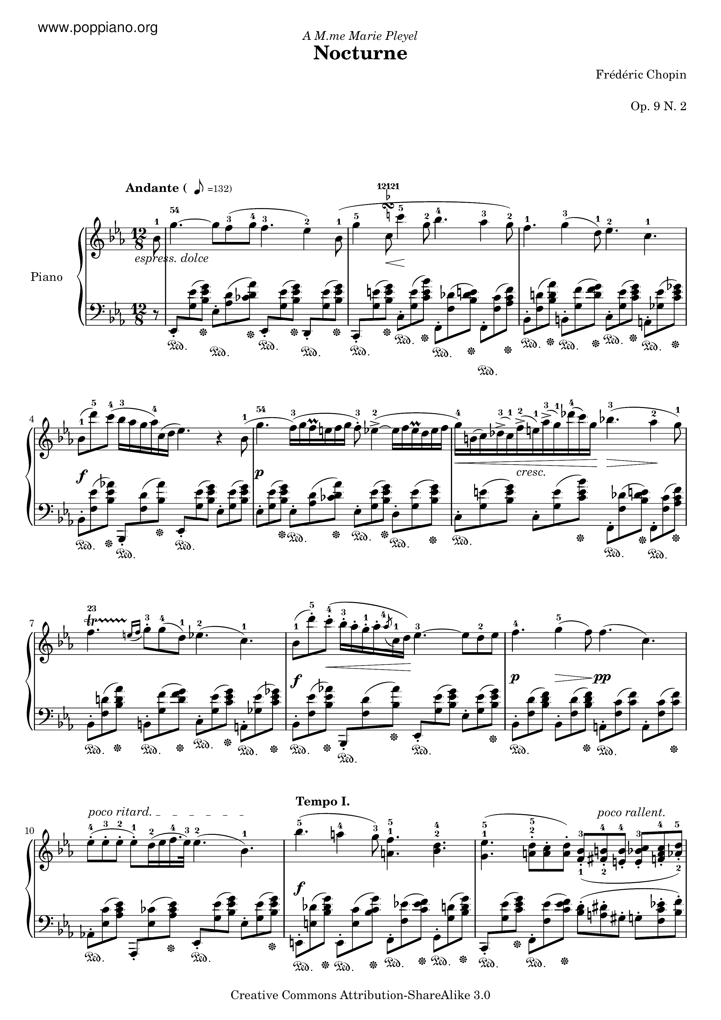Nocturne Op. 9 No. 2 in E Flat Major琴谱