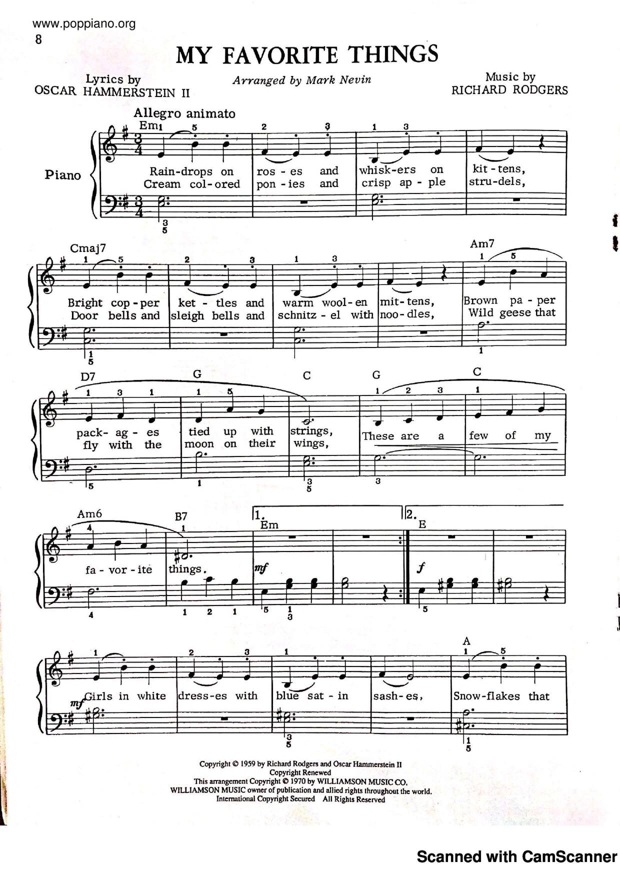 The Sound Of Music - My Favorite Things琴谱