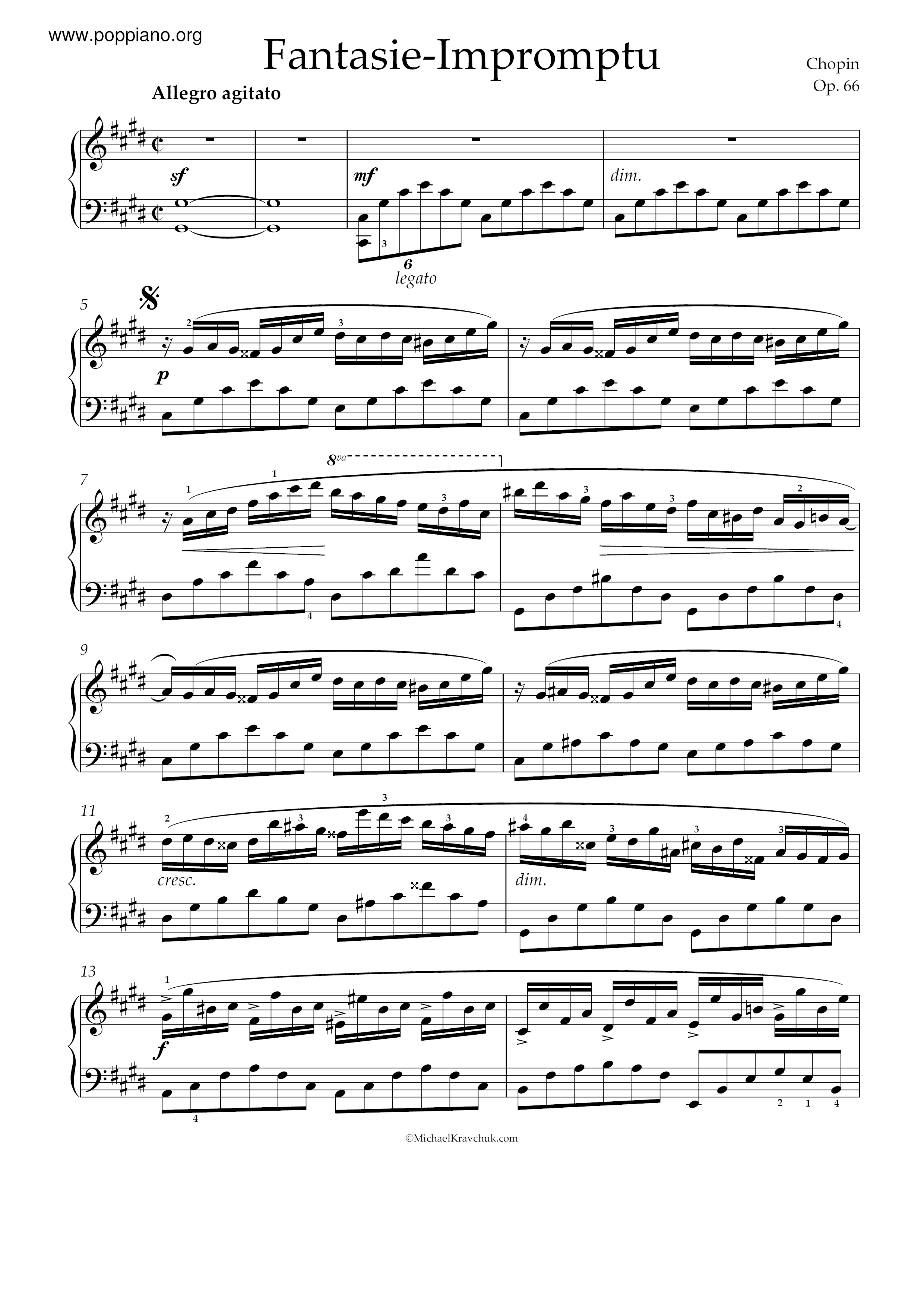 Fantaisie Impromptu In C Sharp Minor, Op. 66琴谱