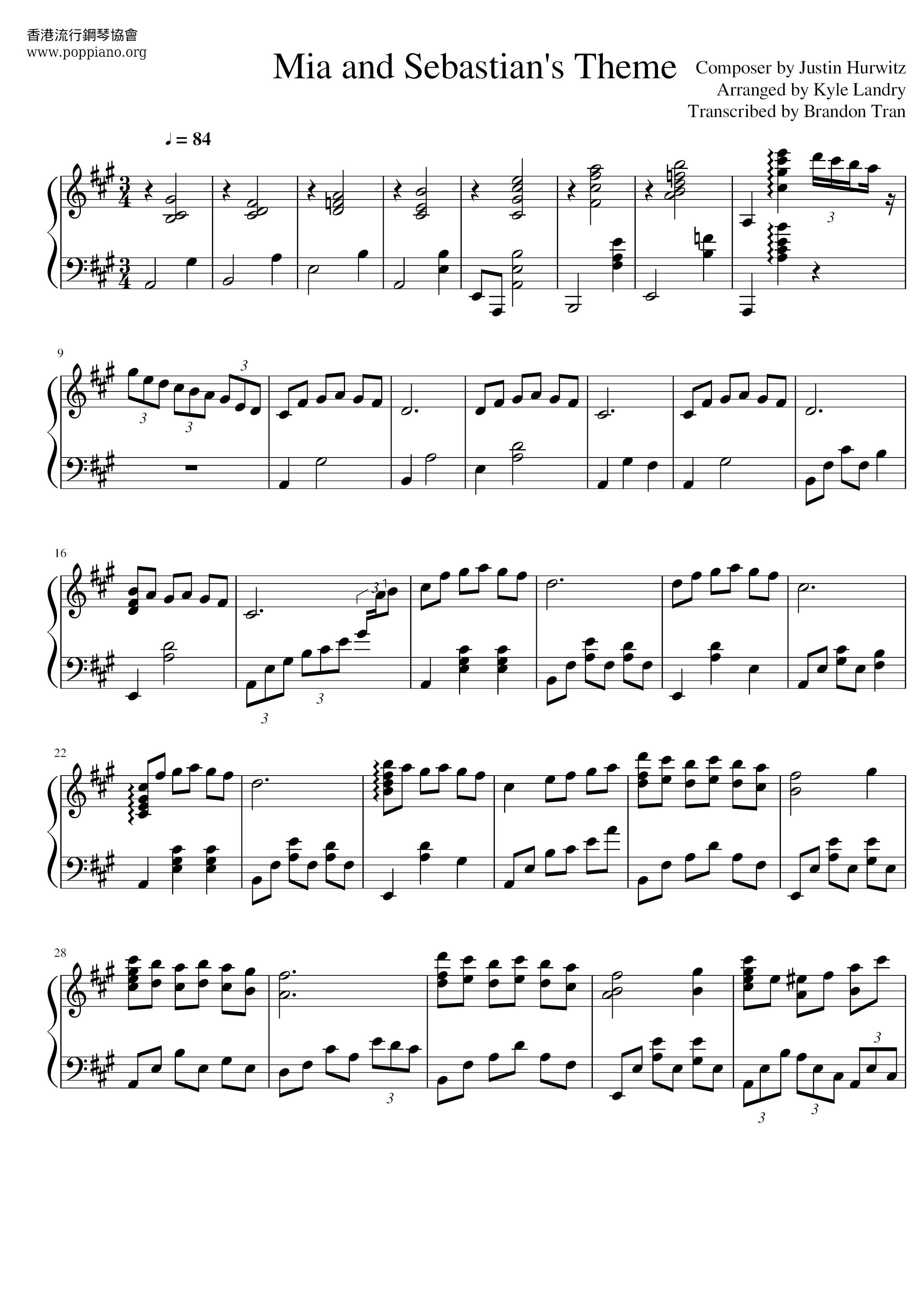 La La Land - Mia & Sebastian's Theme琴谱