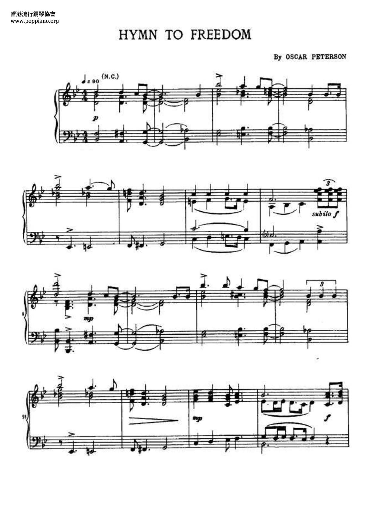 Hymn To Freedom琴谱