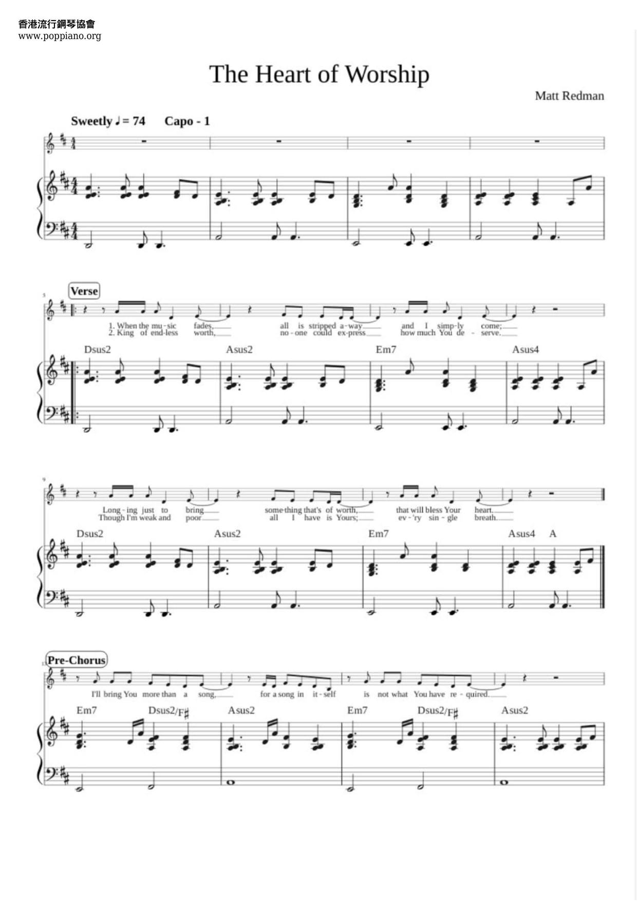 The Heart Of Worship琴谱