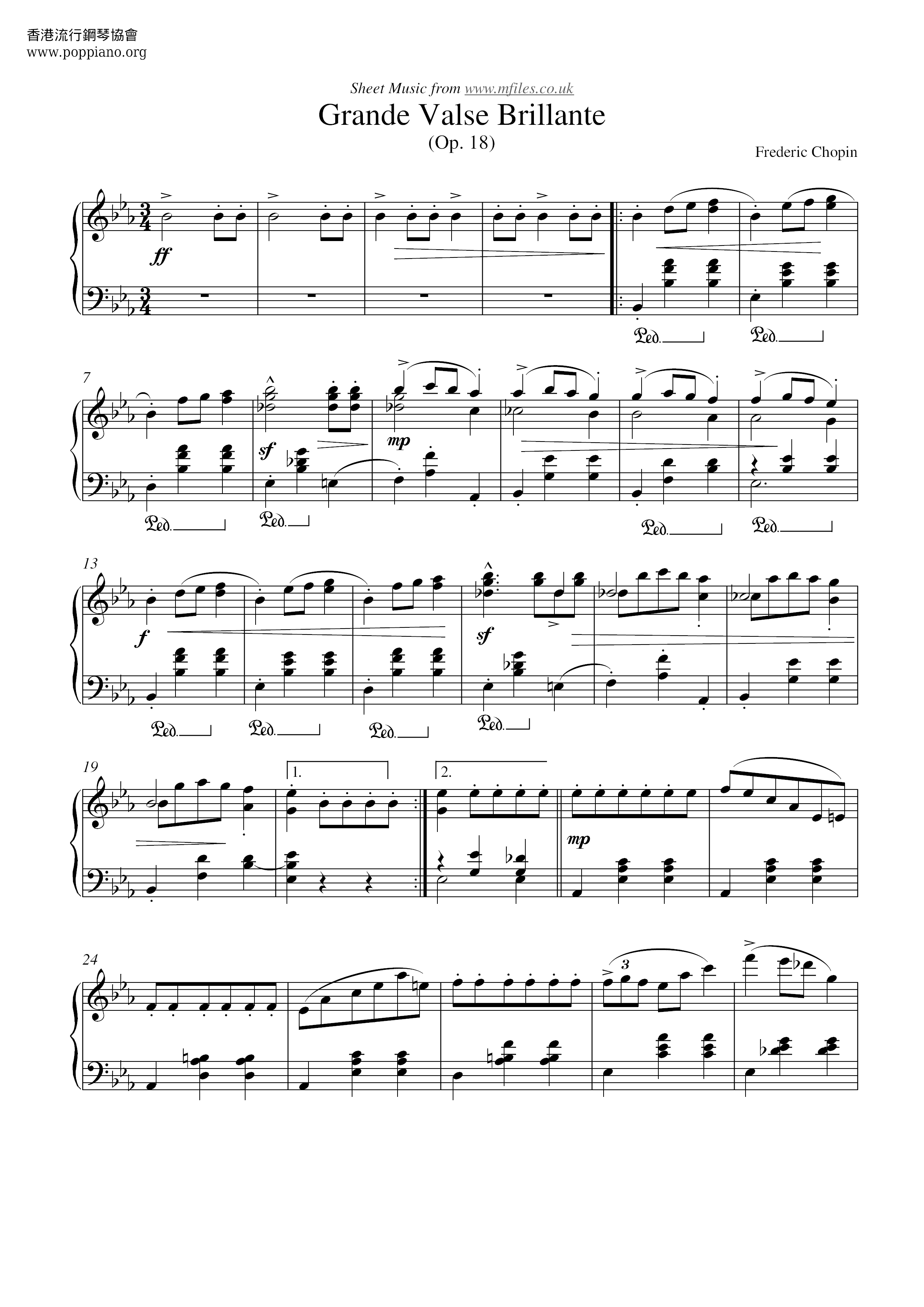 Op. 18, Grande Waltz Brillante琴谱