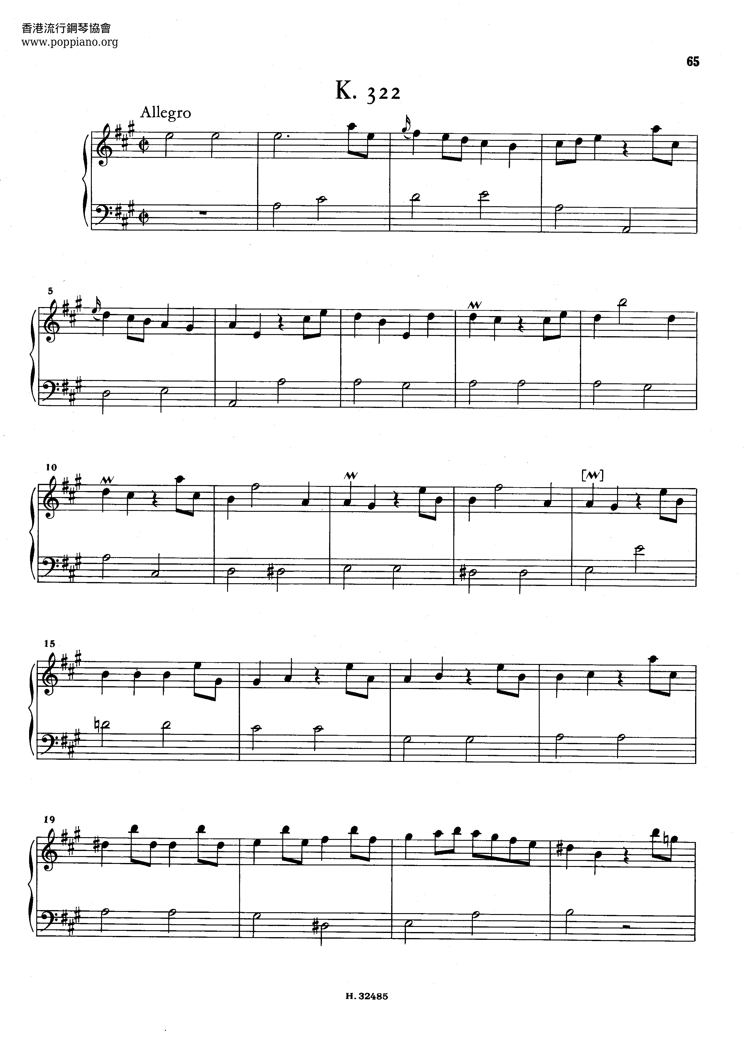 Scarlatti Piano Sonata K.322琴谱