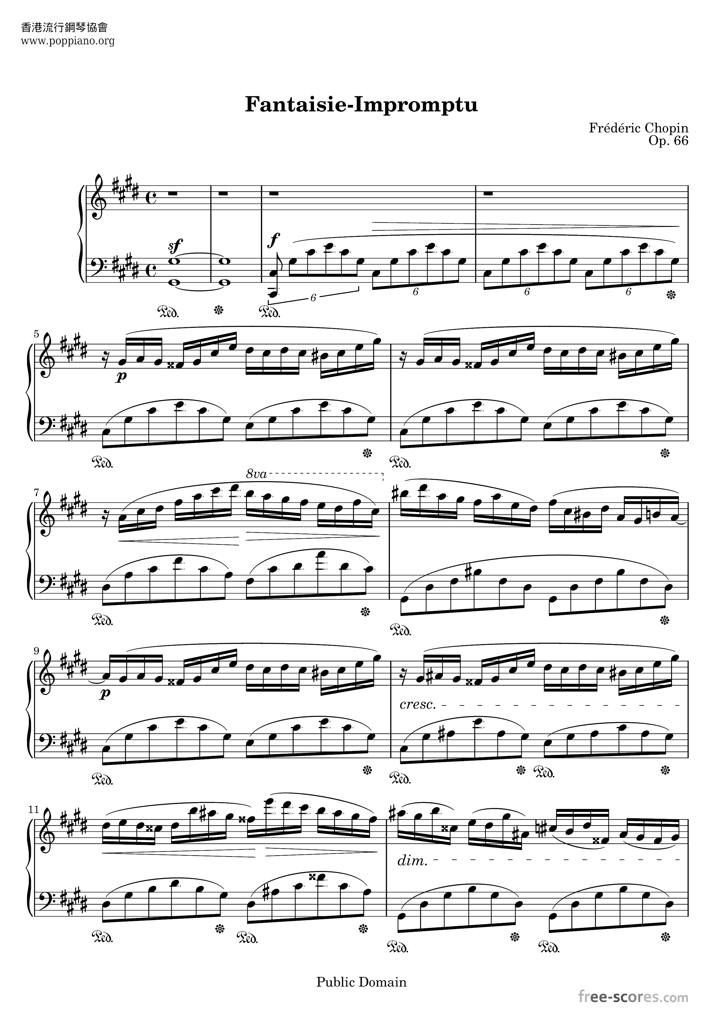 Fantaisie Impromptu In C Sharp Minor, Op. 66琴谱