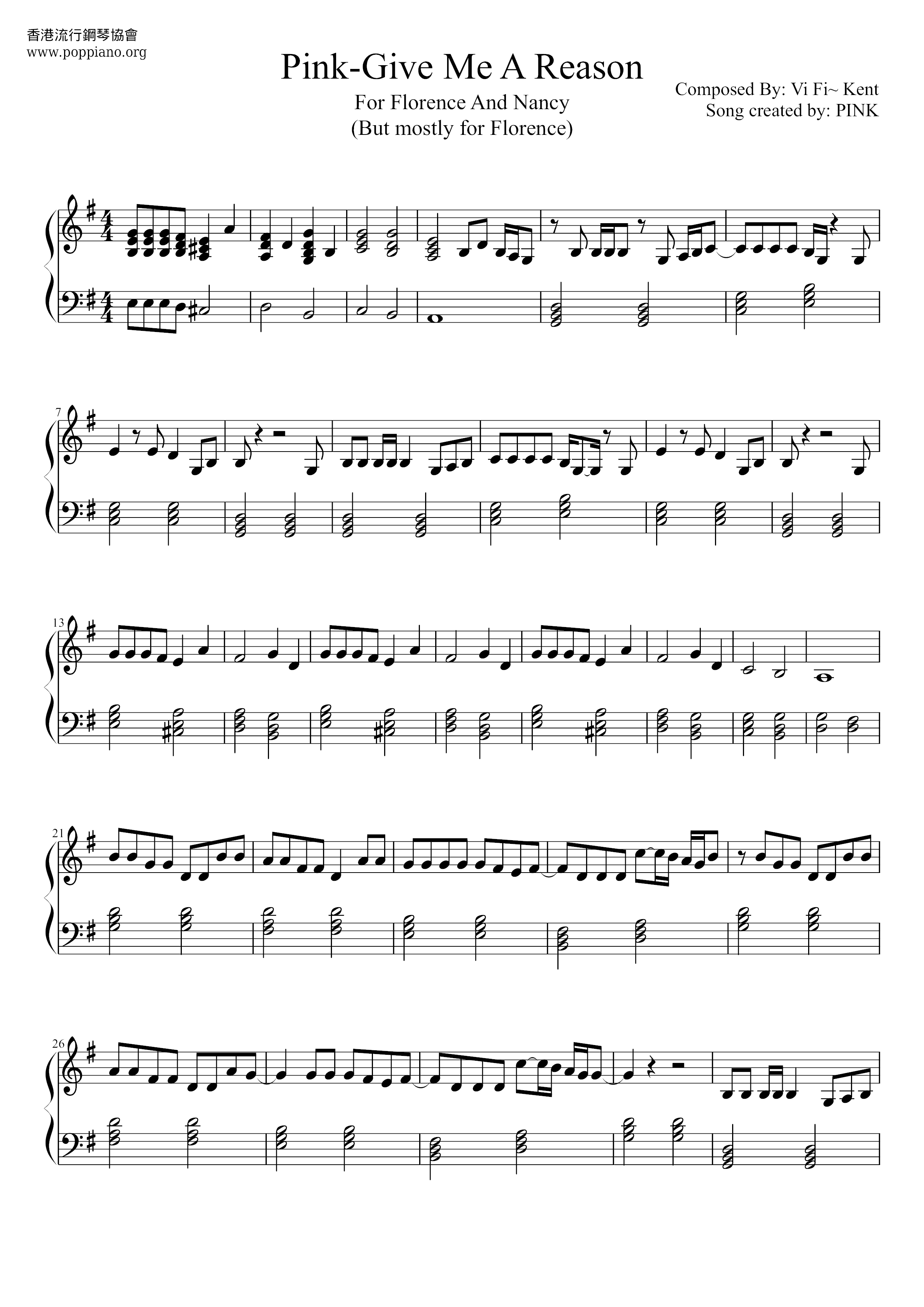 Just Give Me A Reason琴谱