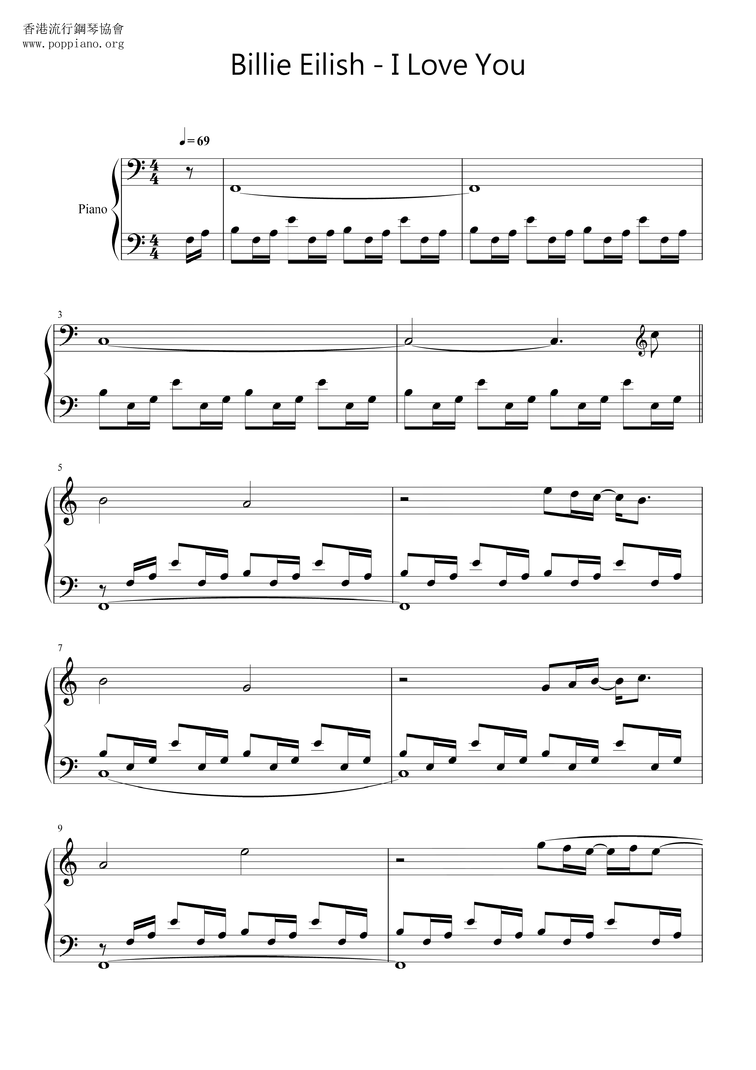 I Love You琴谱