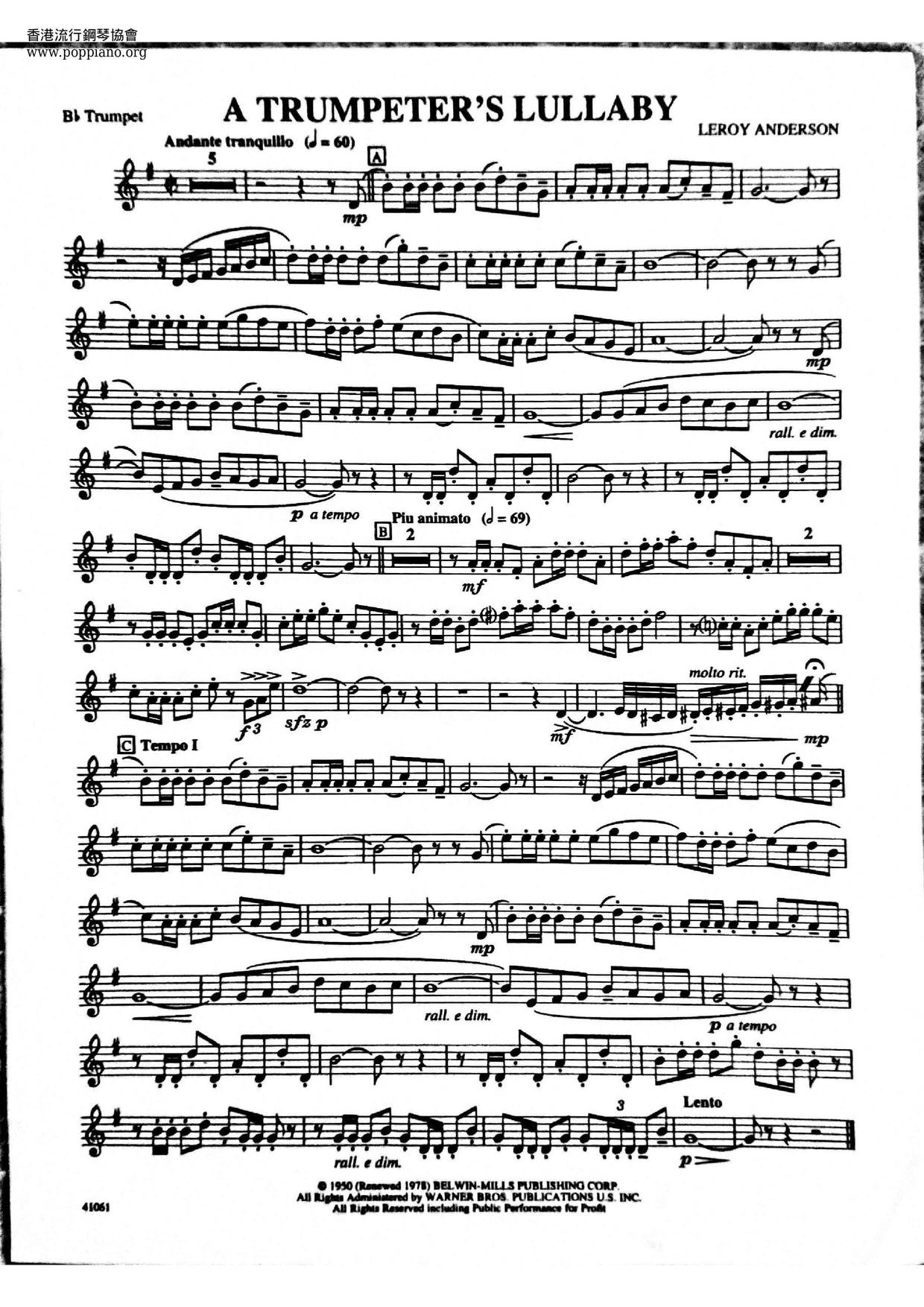 A Trumpeter's Lullaby琴谱