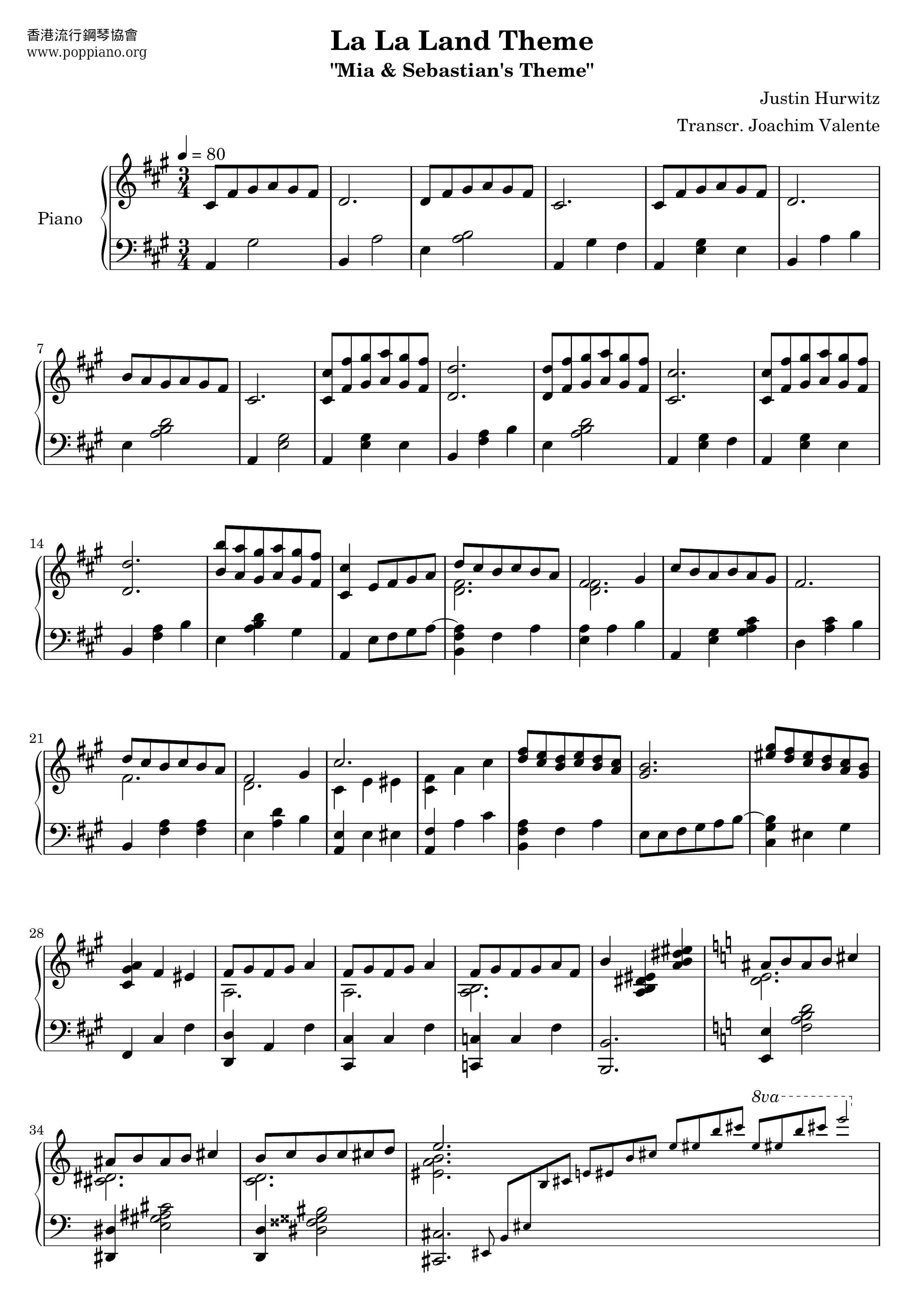 La La Land - Mia & Sebastian's Theme琴谱