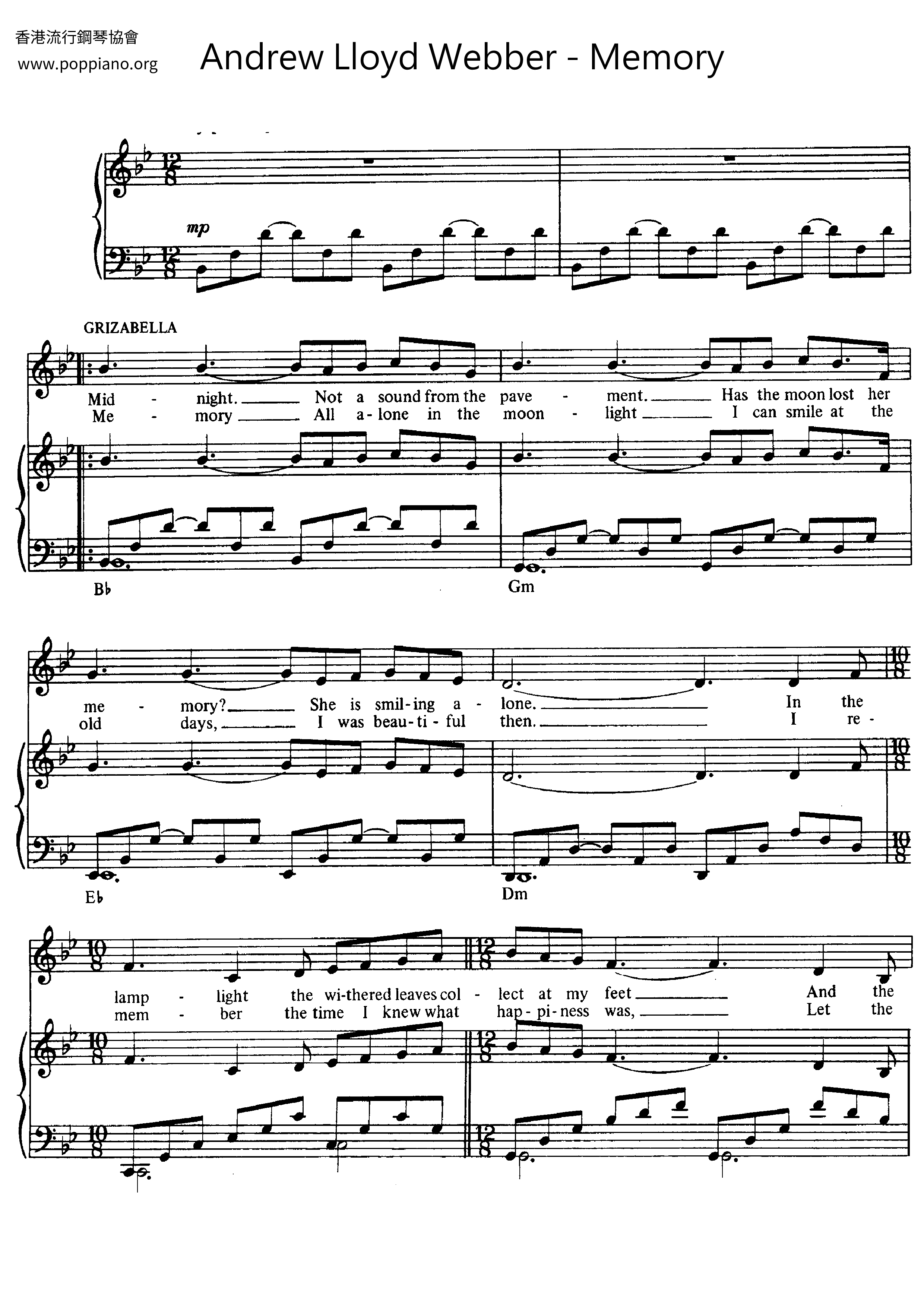 Cats - Memory琴谱