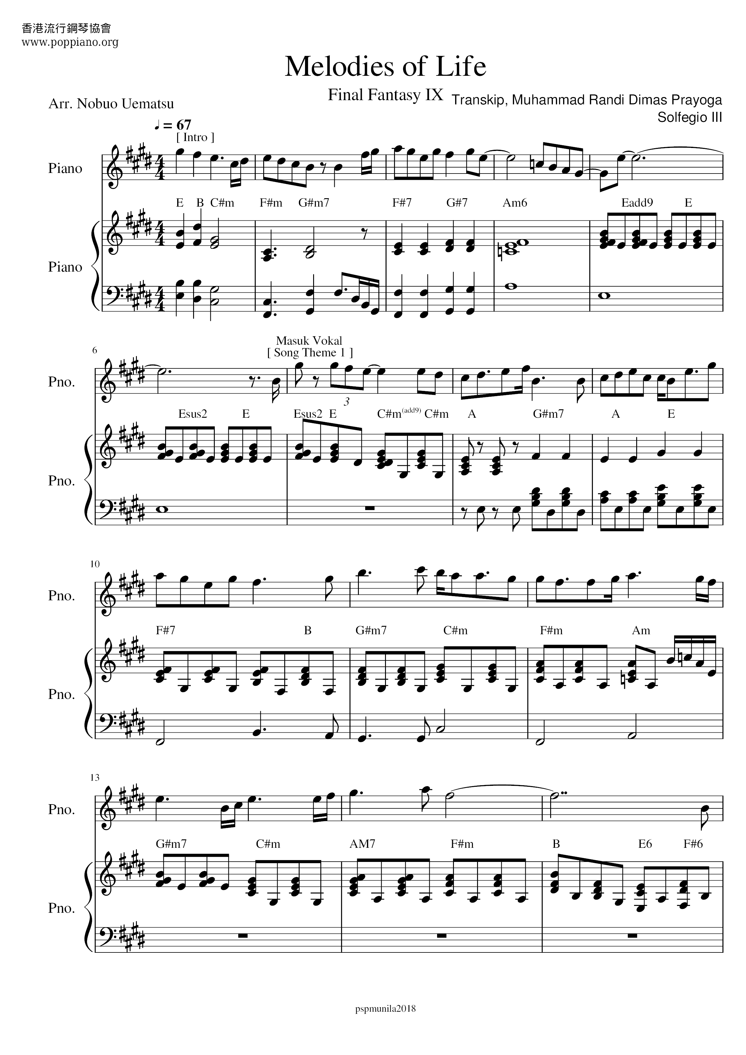 Melodies Of Life琴谱
