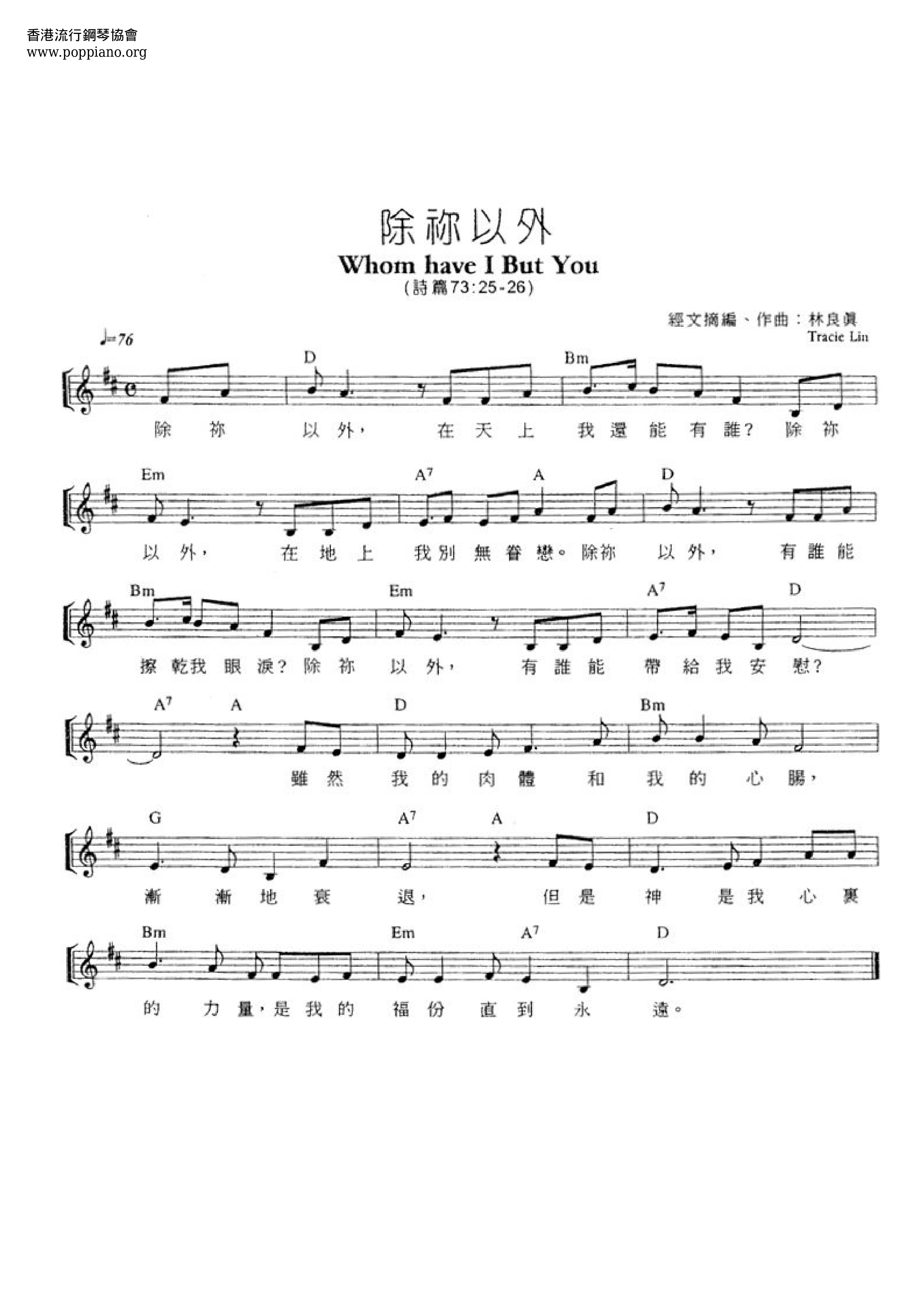 除祢以外琴谱