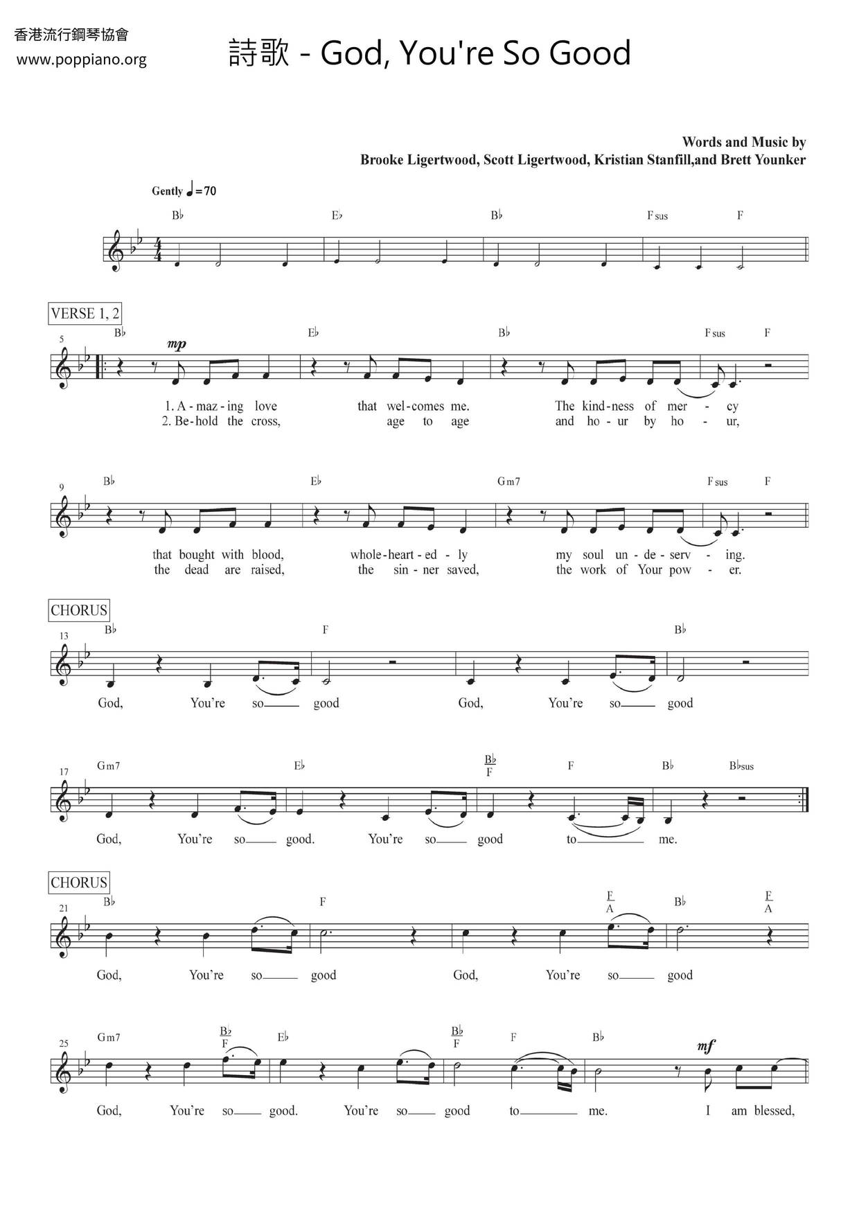 God, You're So Good琴谱