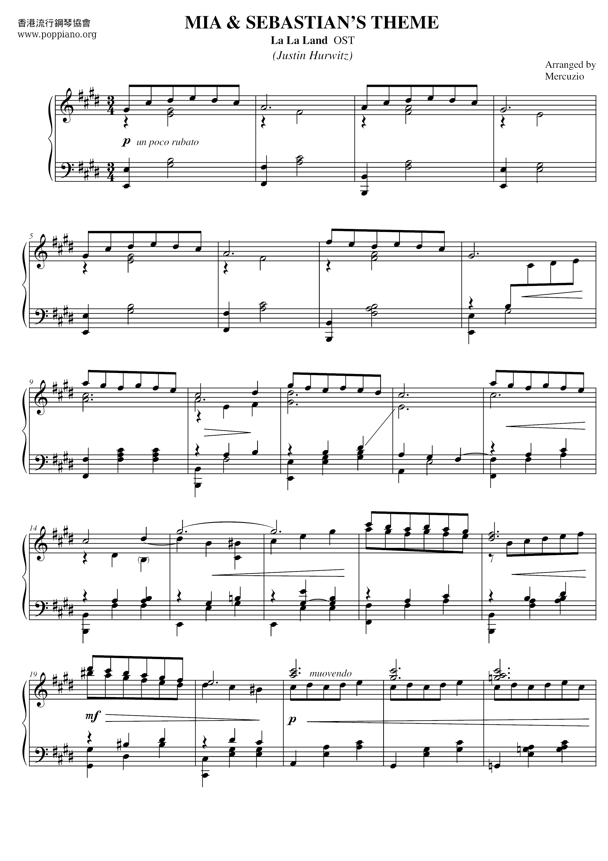 La La Land - Mia & Sebastian's Theme琴谱