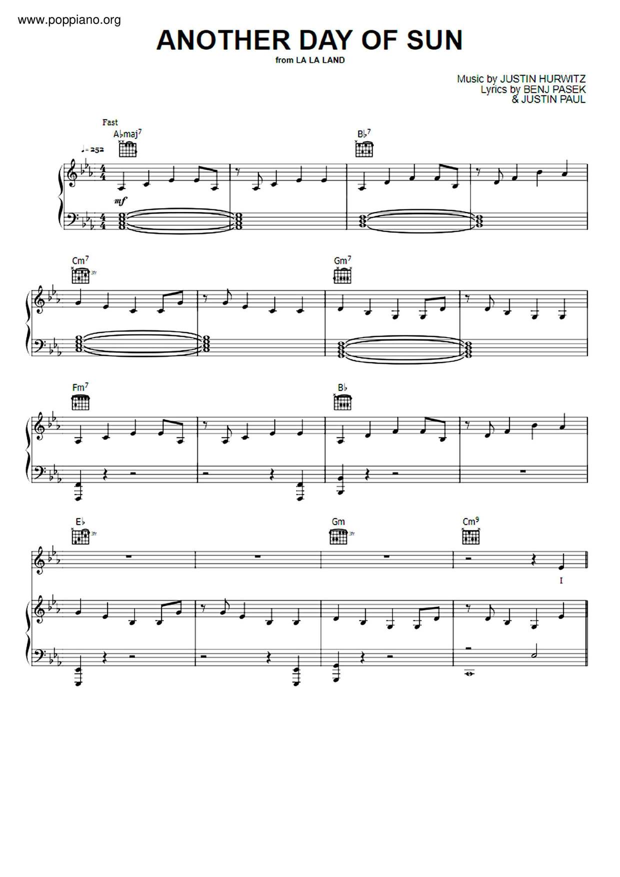 La La Land - Another Day Of Sun琴谱