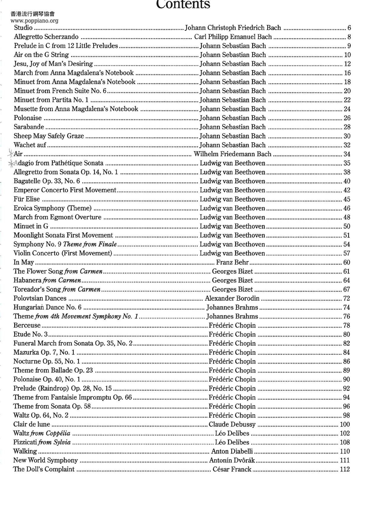 Easiest Book Of Piano Classics 346 pages琴谱