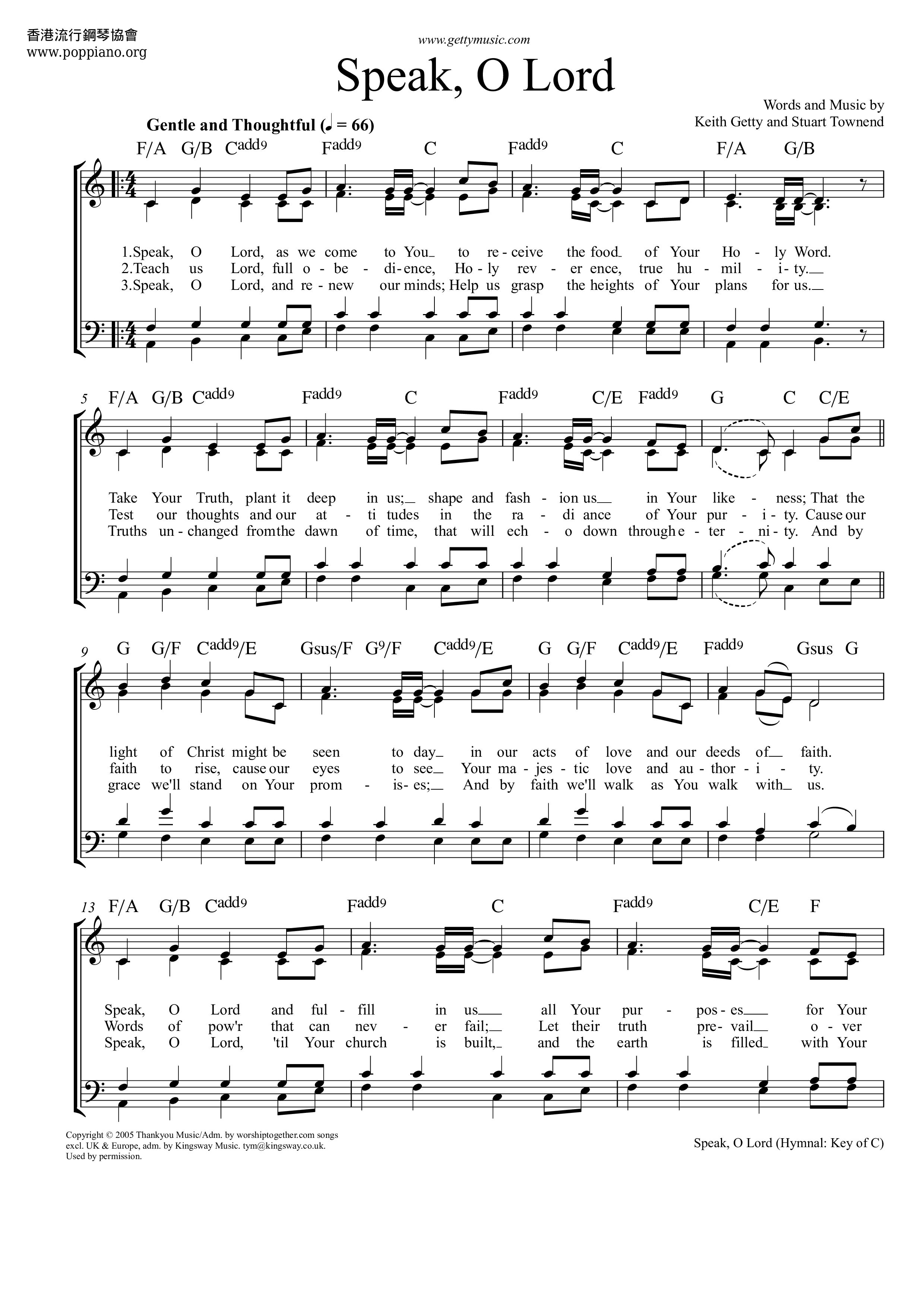 Speak, O Lord琴谱