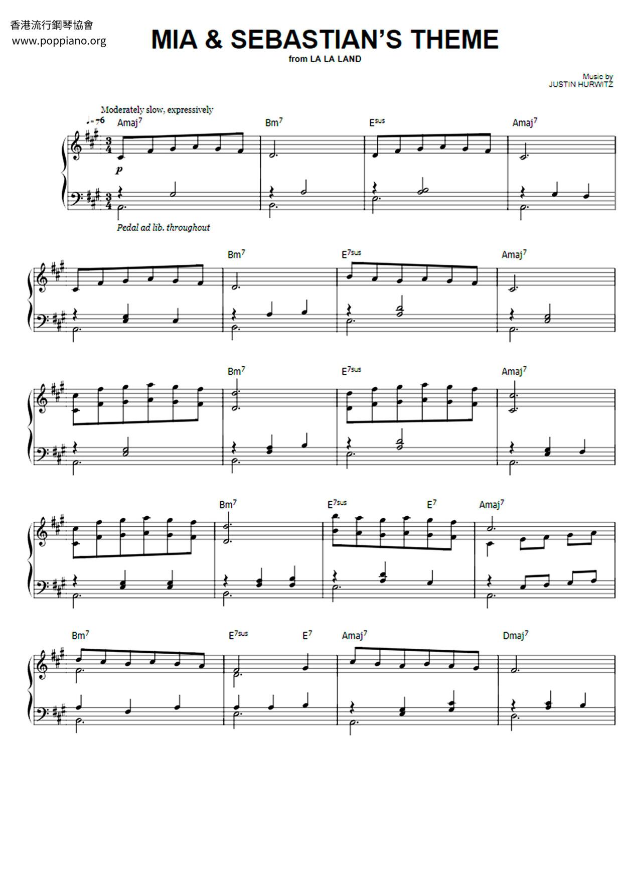 La La Land - Mia & Sebastian's Theme琴谱