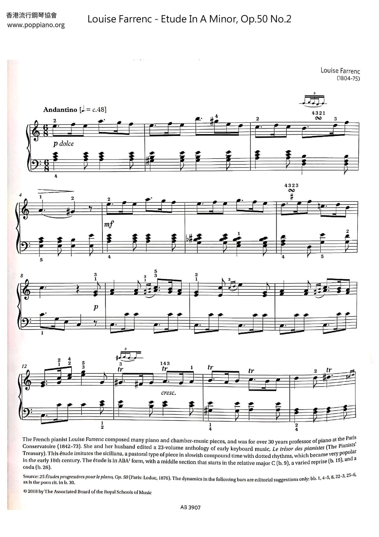 Etude in A Minor, Op.50 No.2琴谱