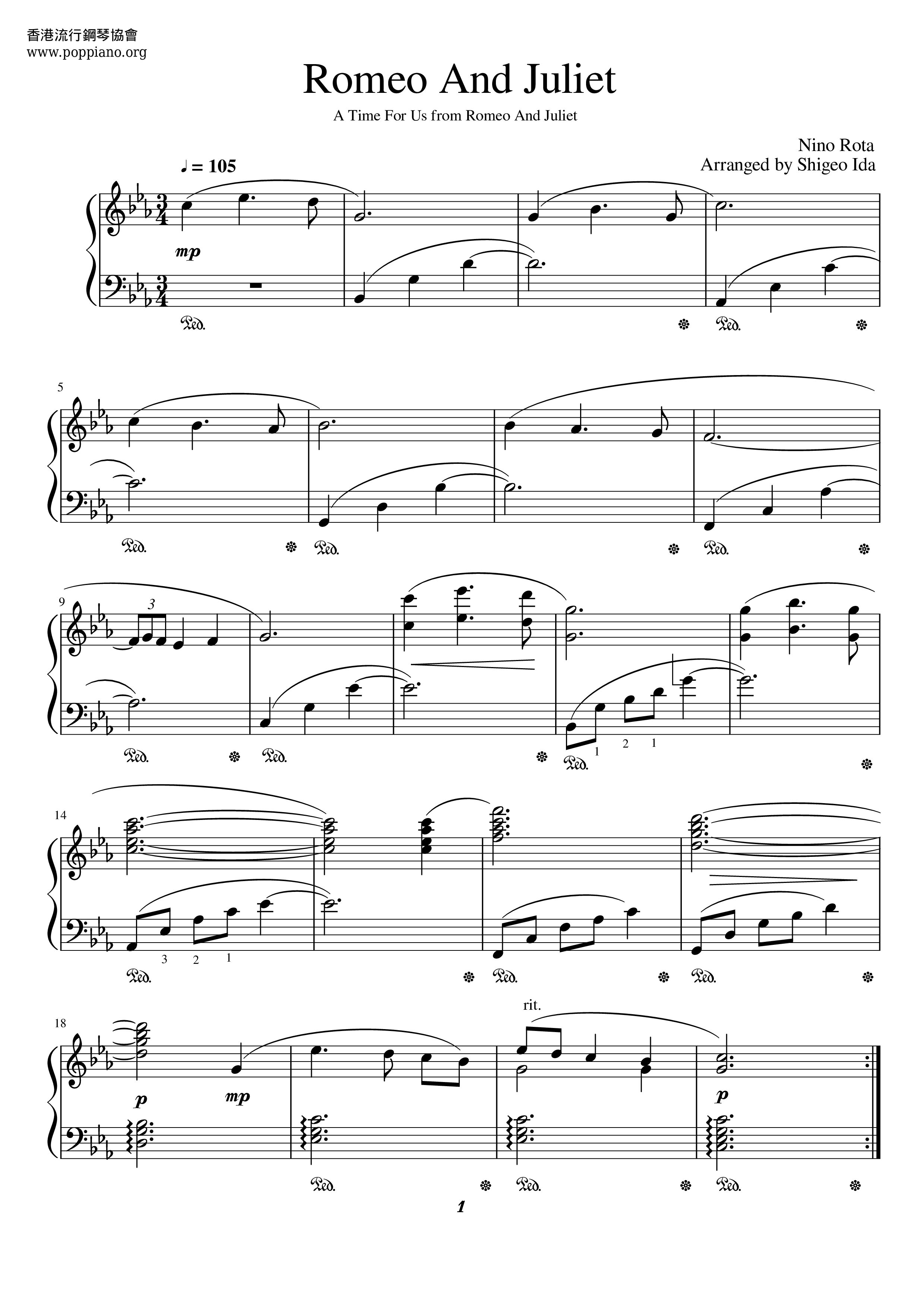 Romeo And Juliet - A Time For Us琴谱