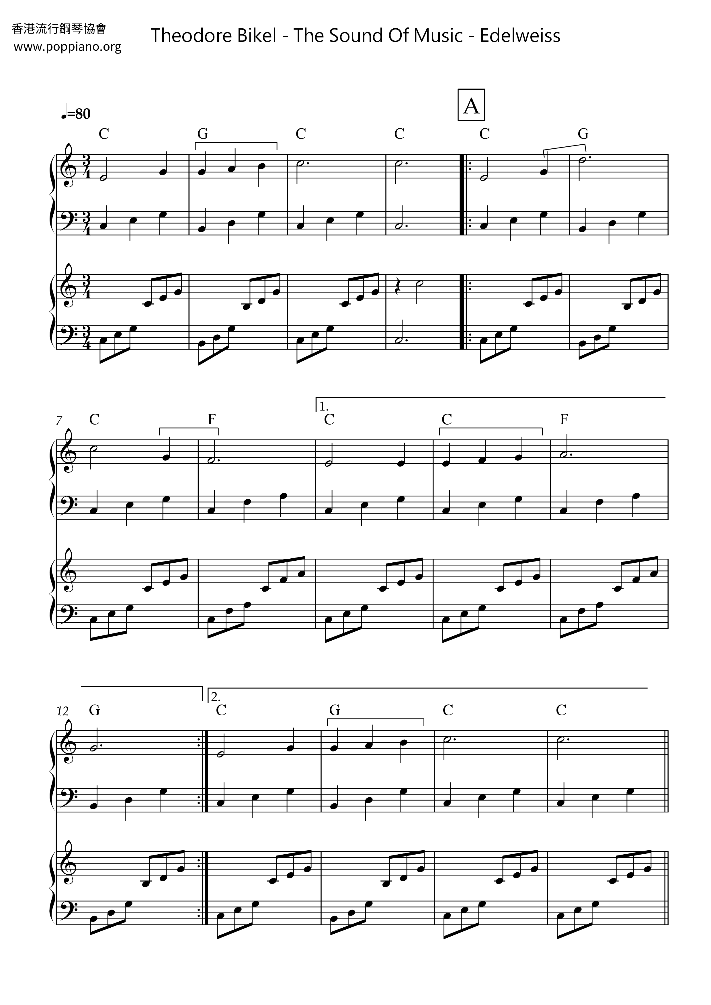 The Sound of Music - Edelweiss琴谱