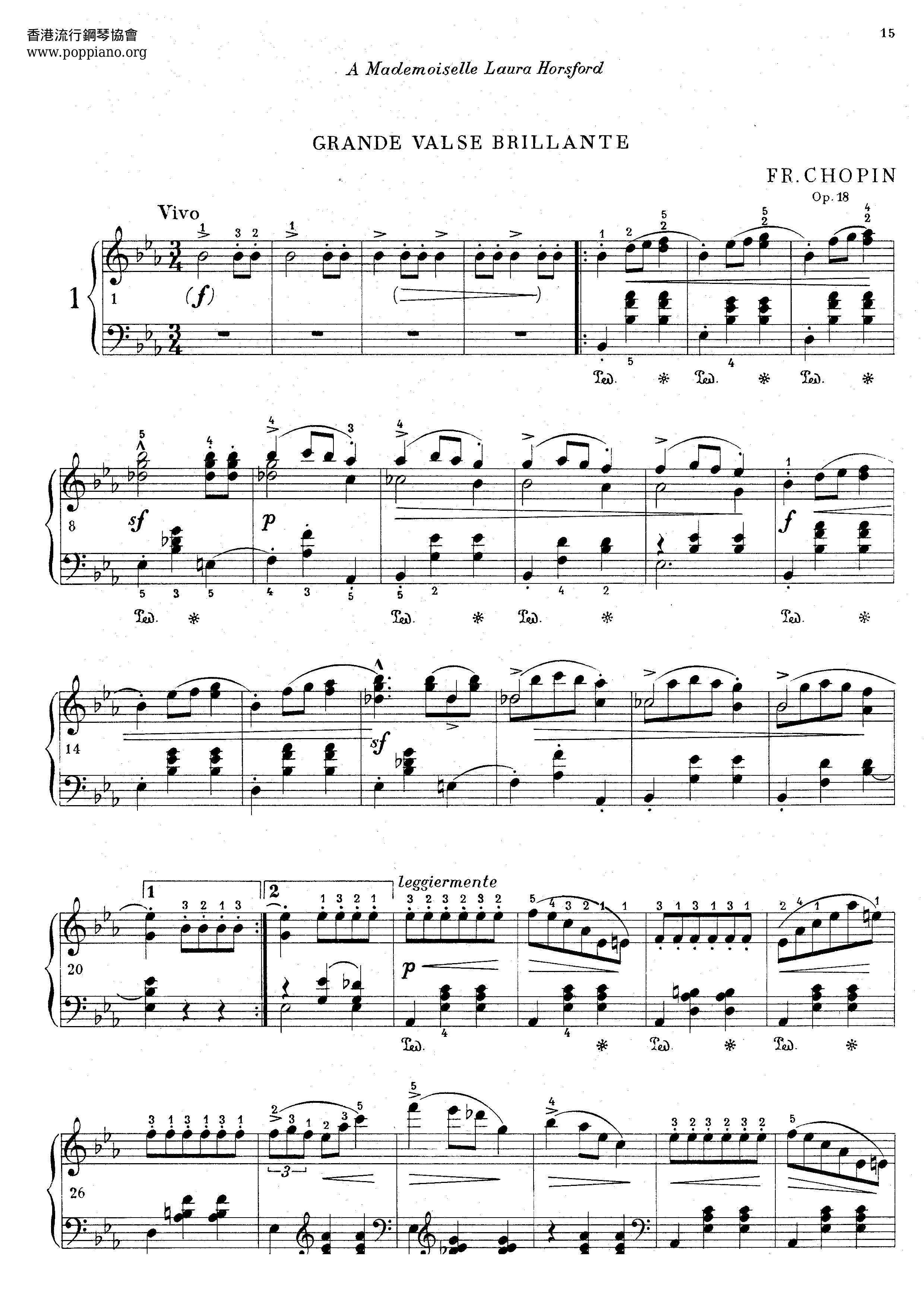 Op. 18, Grande Waltz Brillante琴谱