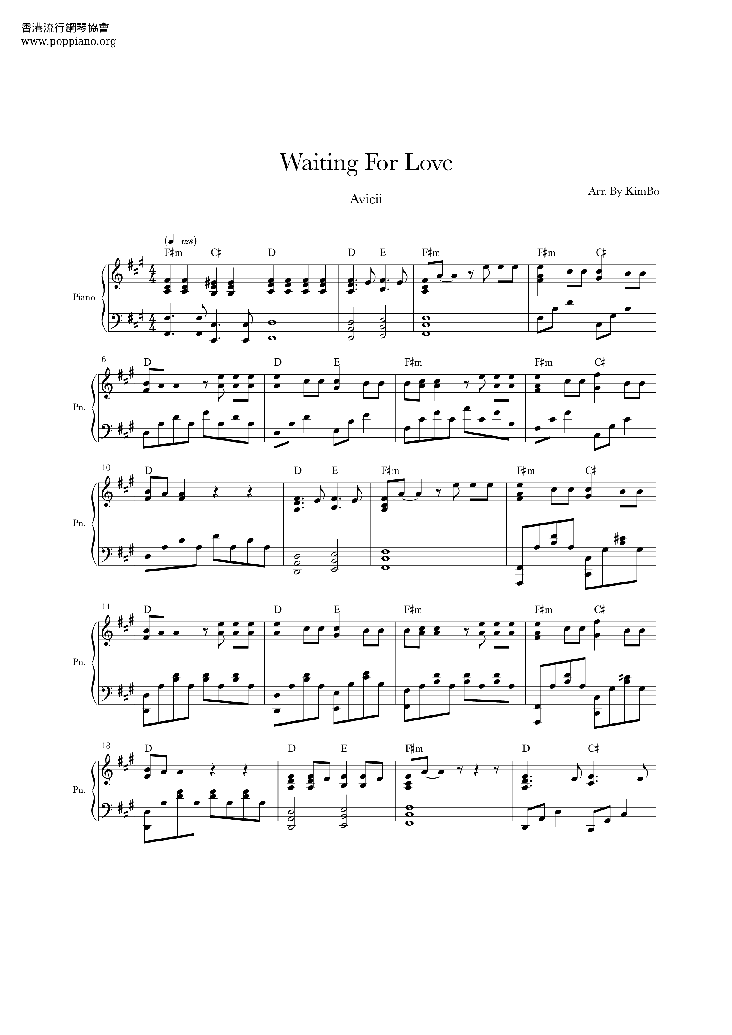 Waiting For Love琴谱