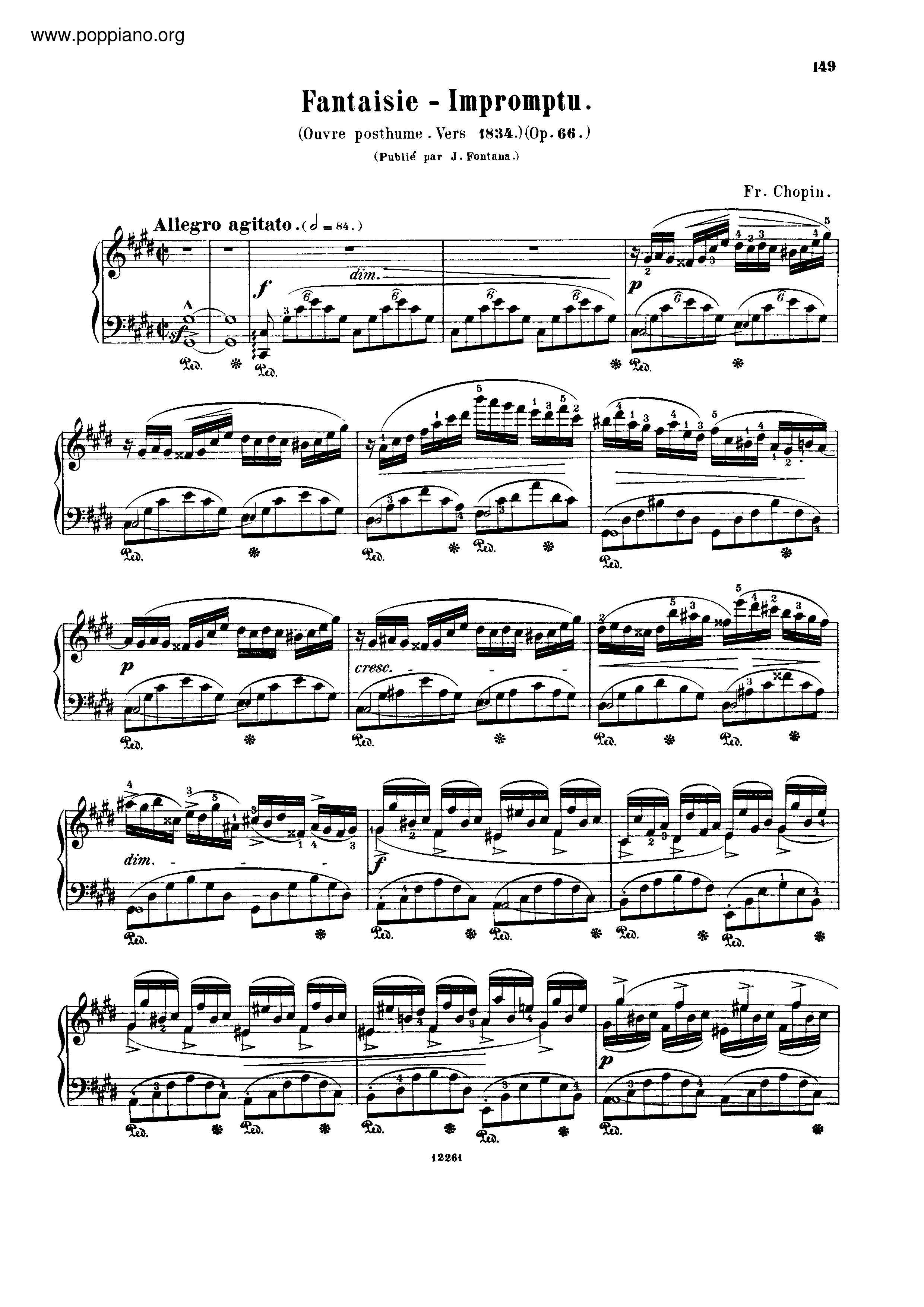 Fantasie Impromptu Op. 66 即兴幻想曲琴谱