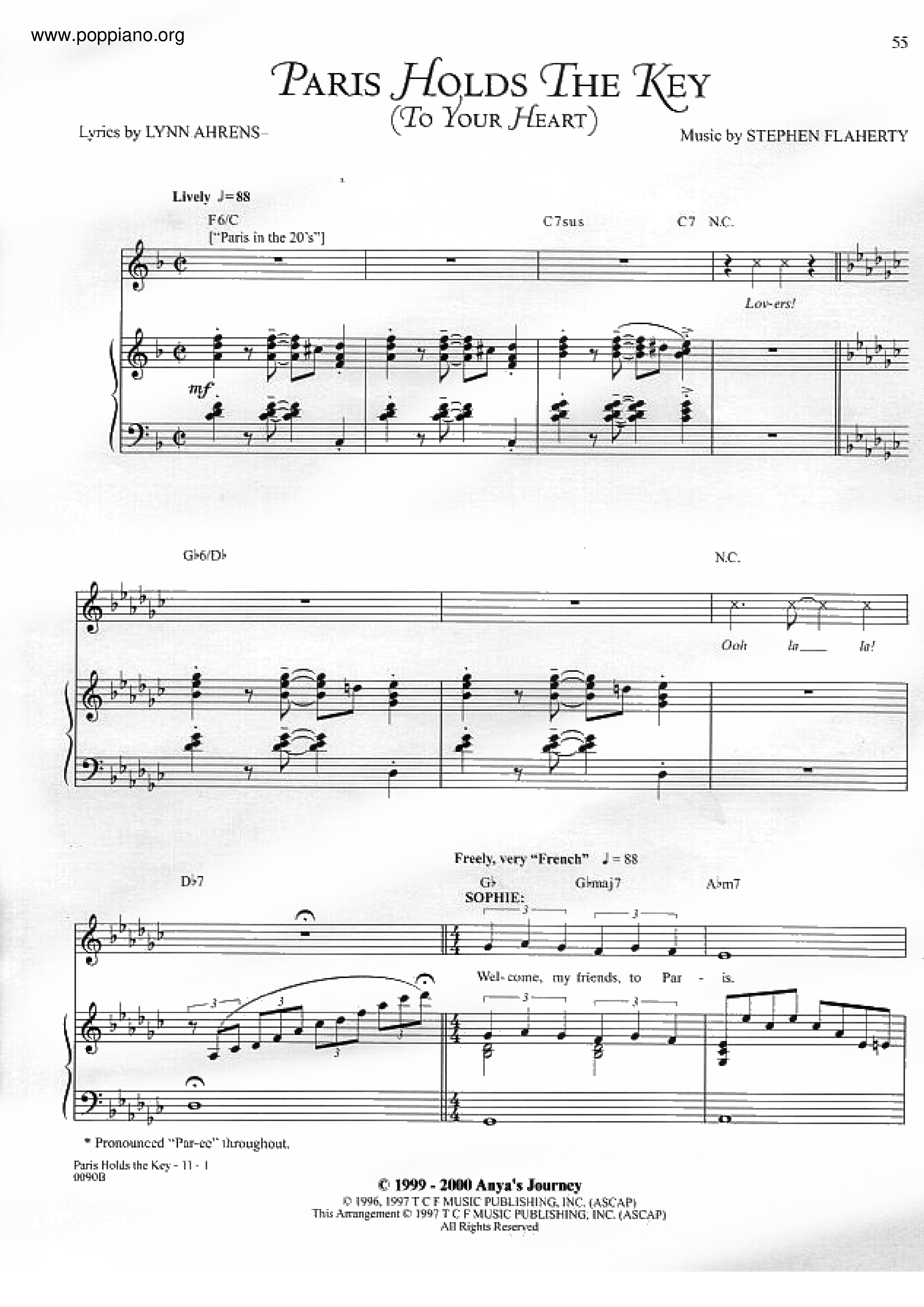 Anastasia - Paris Holds The Key琴谱