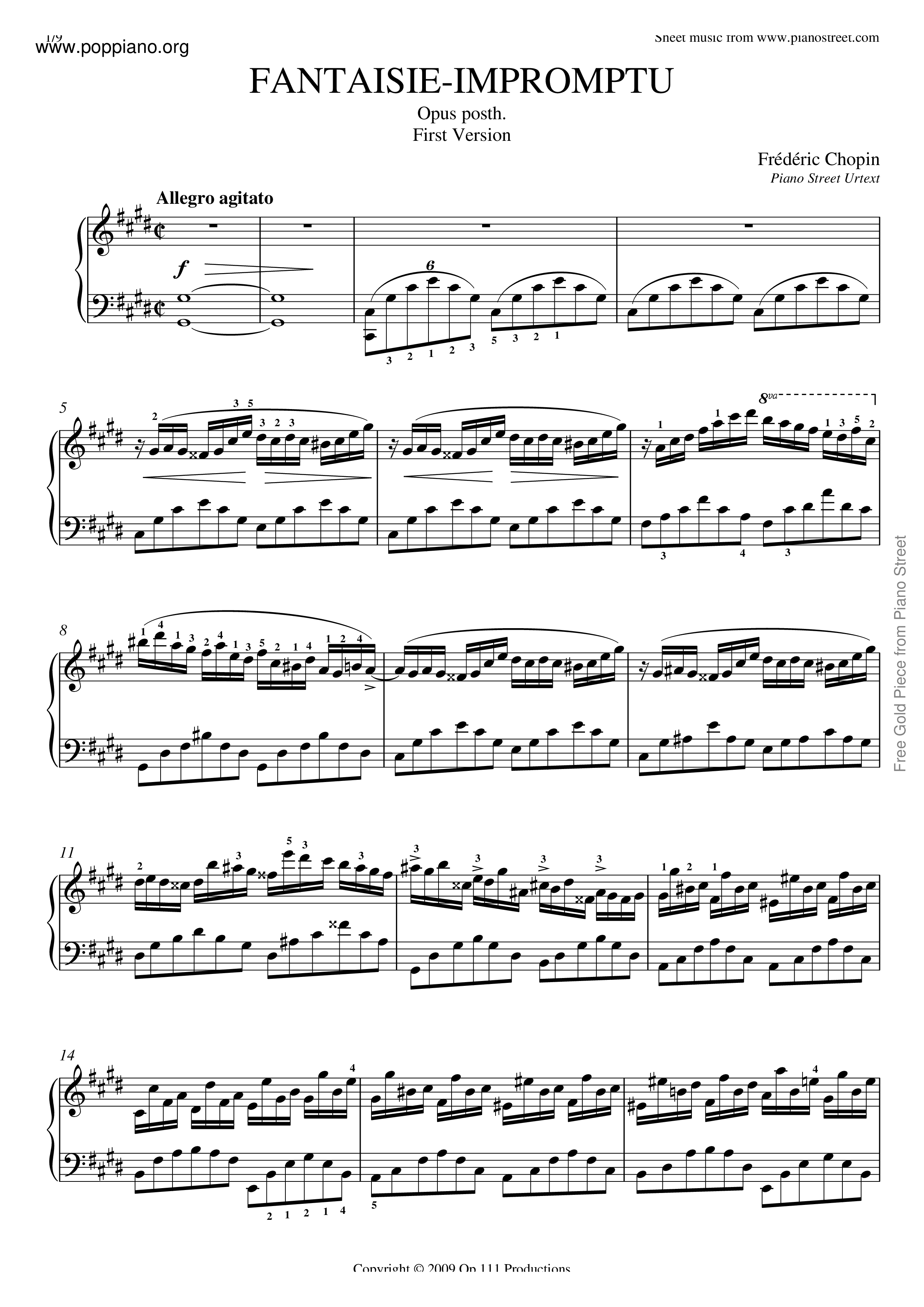 Fantasie Impromptu Op. 66 即兴幻想曲琴谱