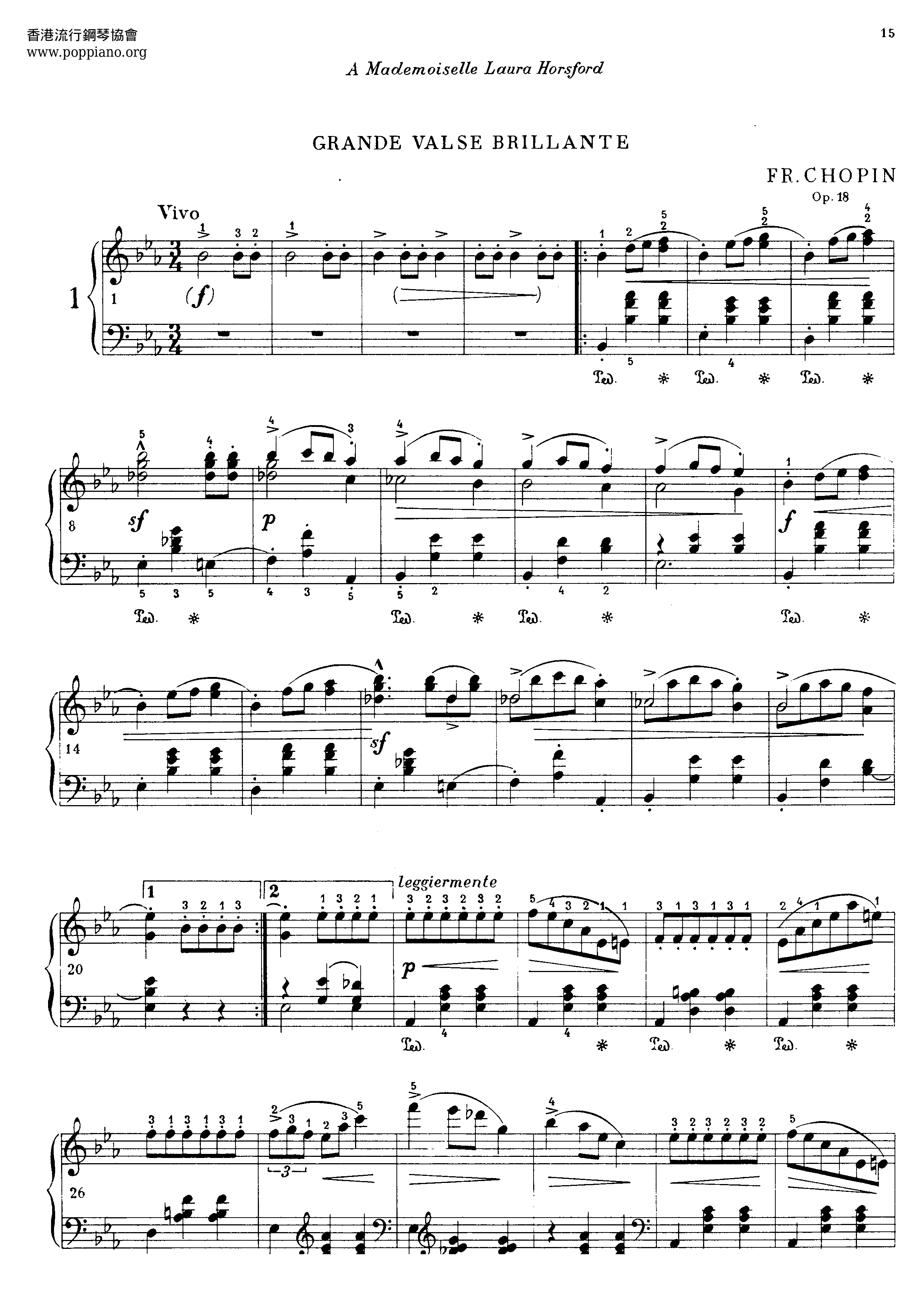 Op. 18, Grande Waltz Brillante琴谱