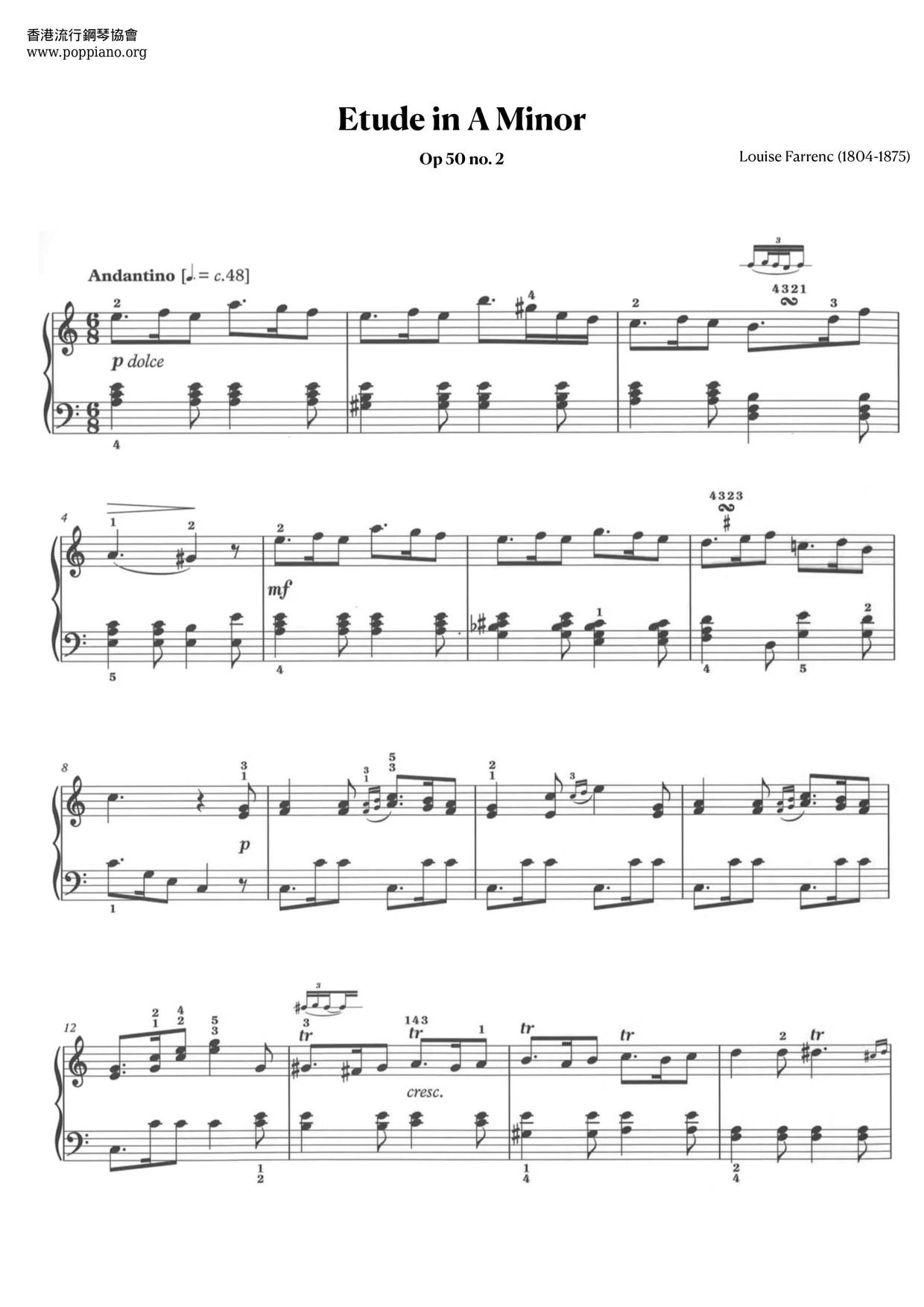 Etude in A Minor, Op.50, No.2琴谱