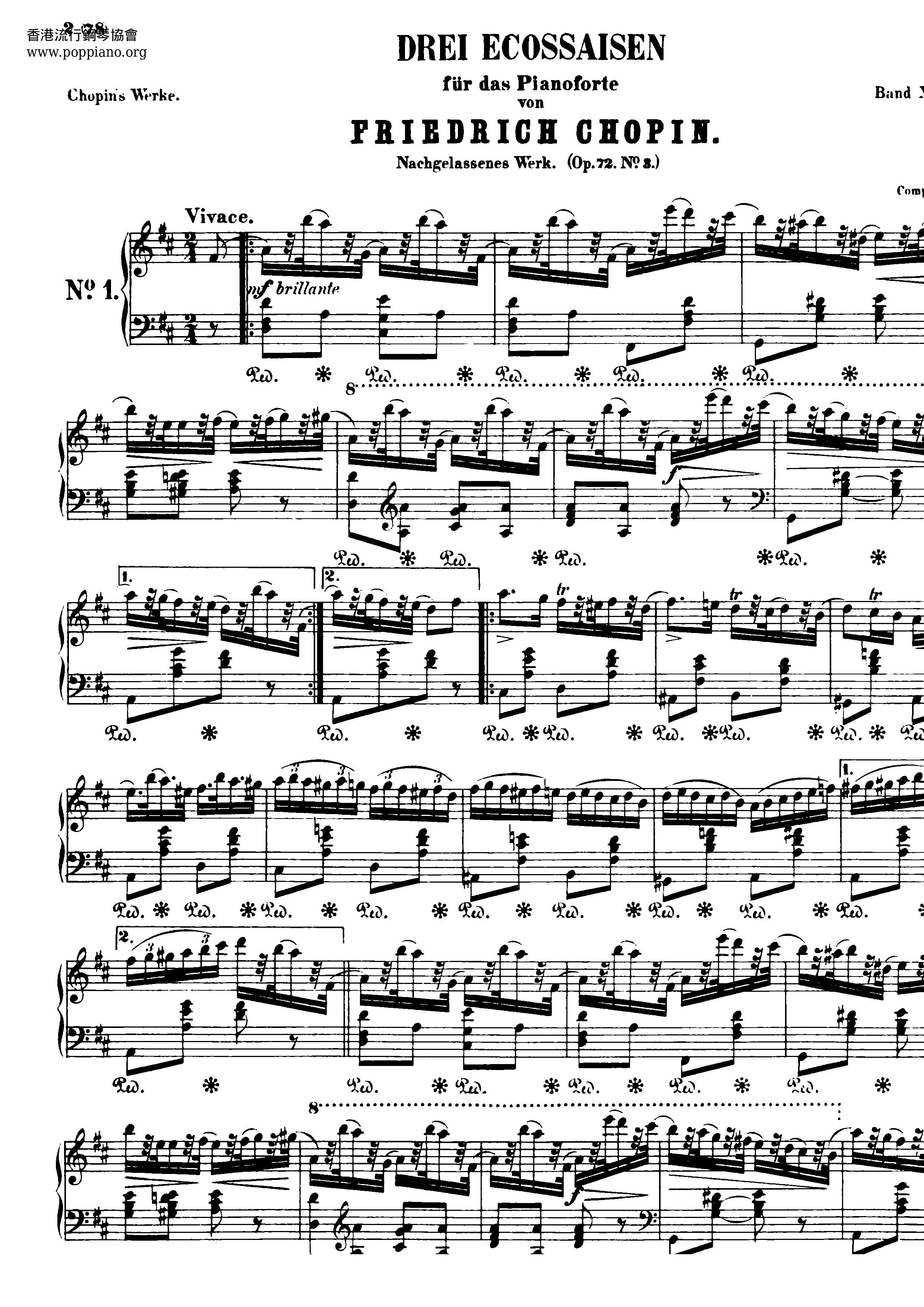 Ecossaises Op. 72 No. 3琴谱