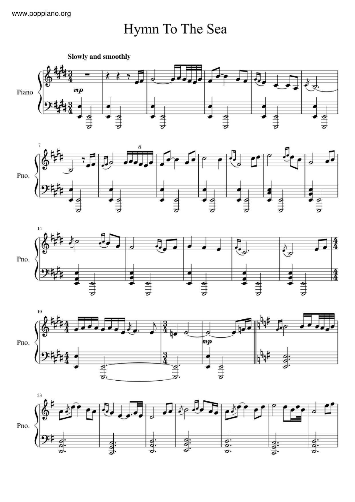 Titanic - Hymn To The Sea琴谱