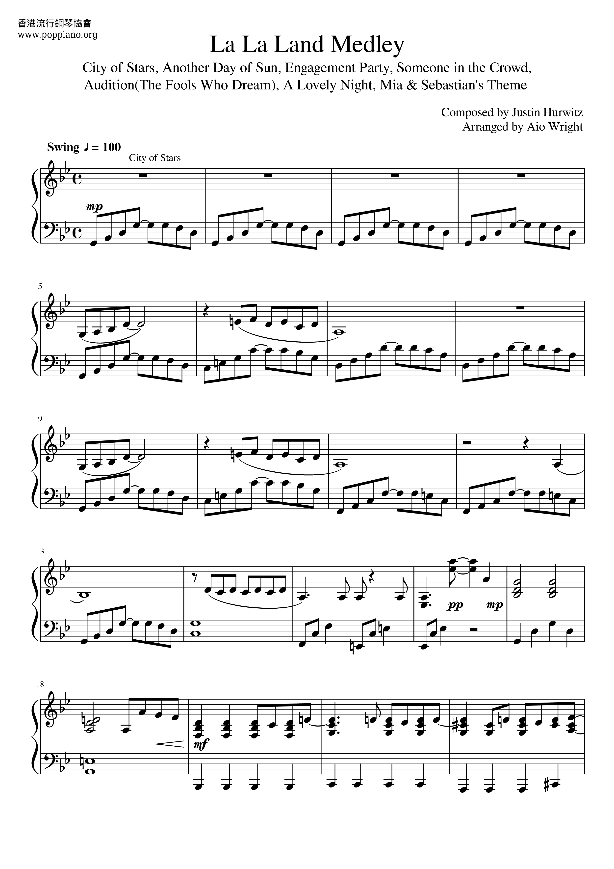 La La Land Medley琴谱