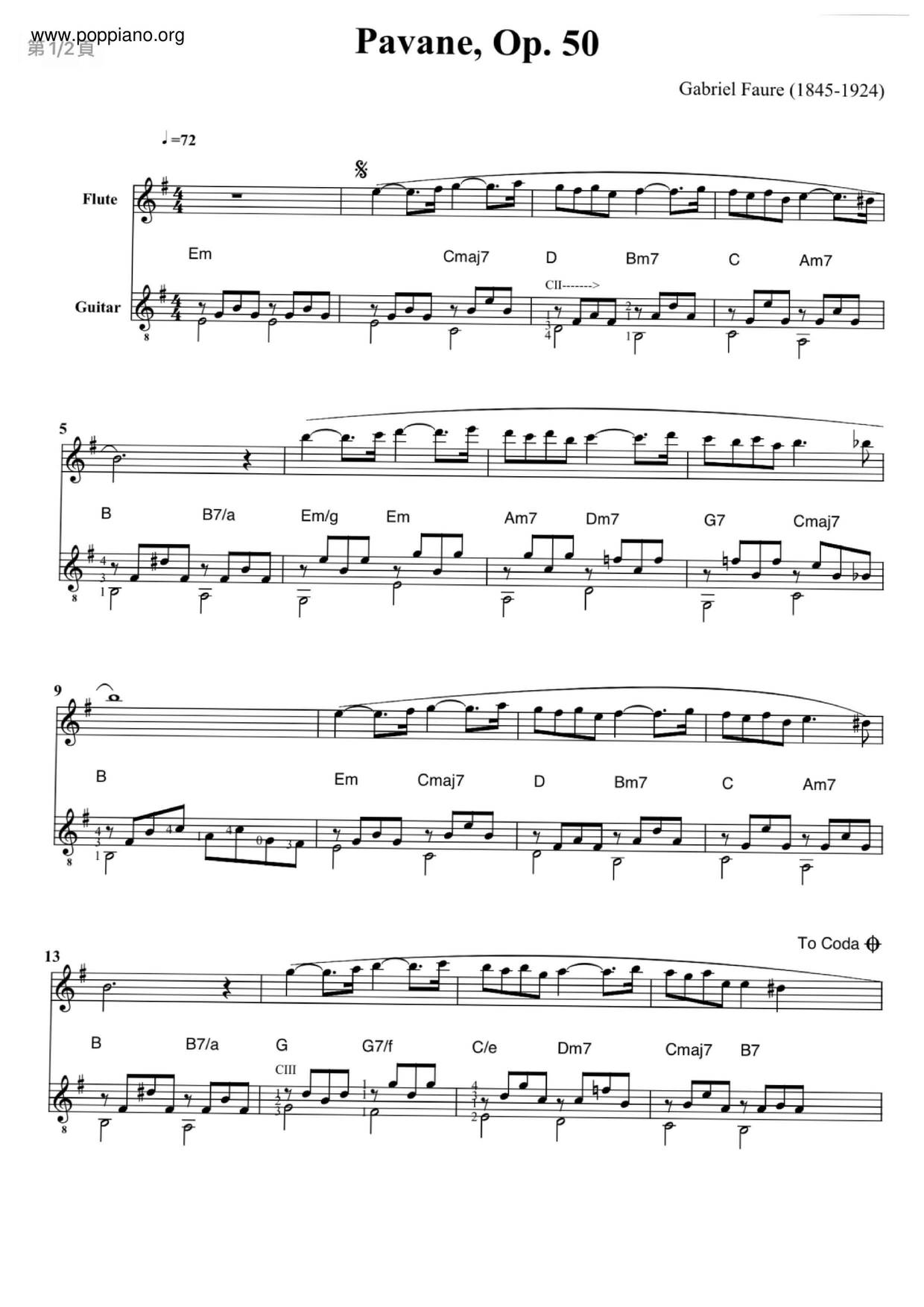 Pavane Op. 50琴谱