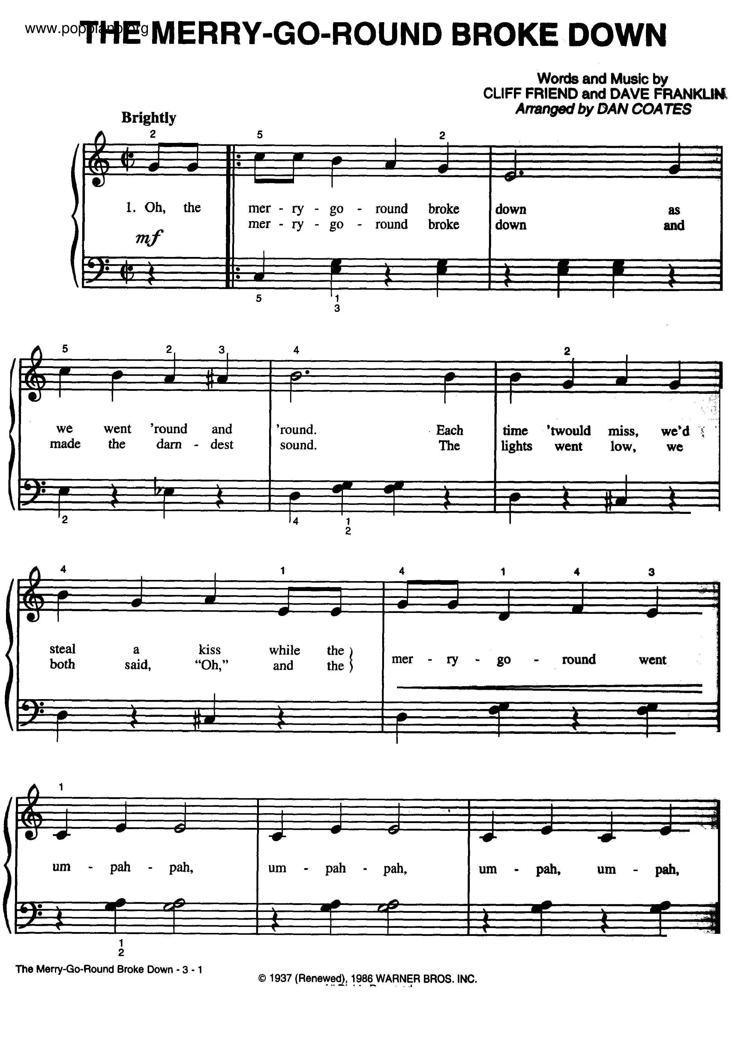 The Merry Go Round Broke Down琴谱