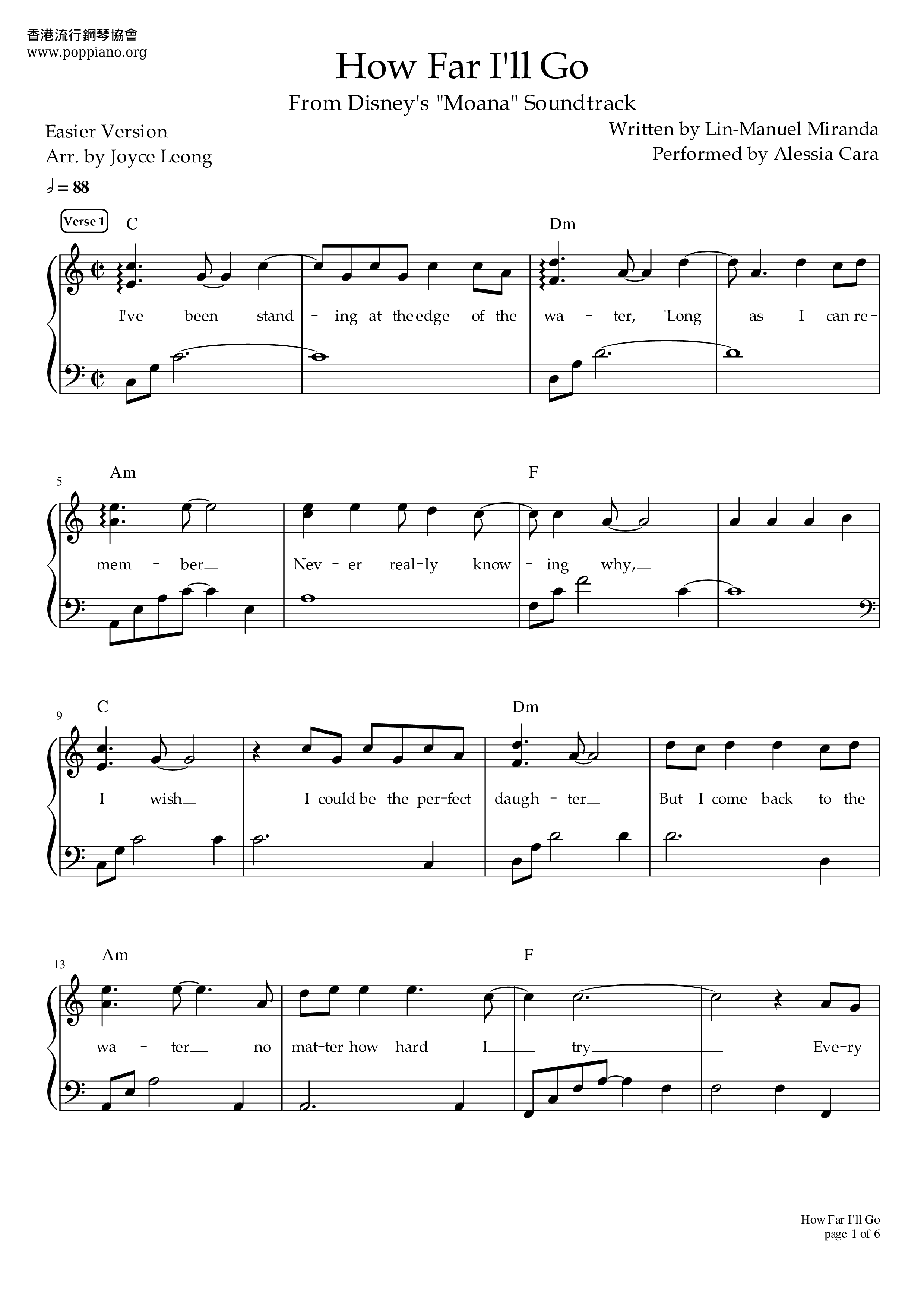 Moana - How Far I'll Go琴谱
