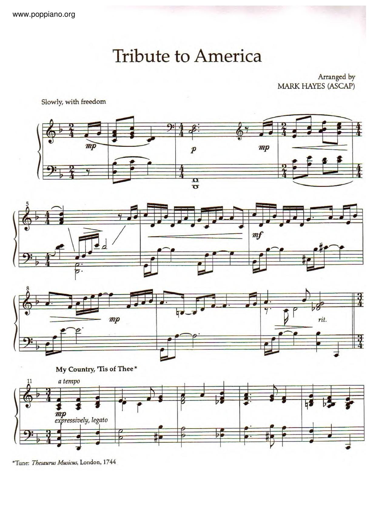 Tribute To America琴谱