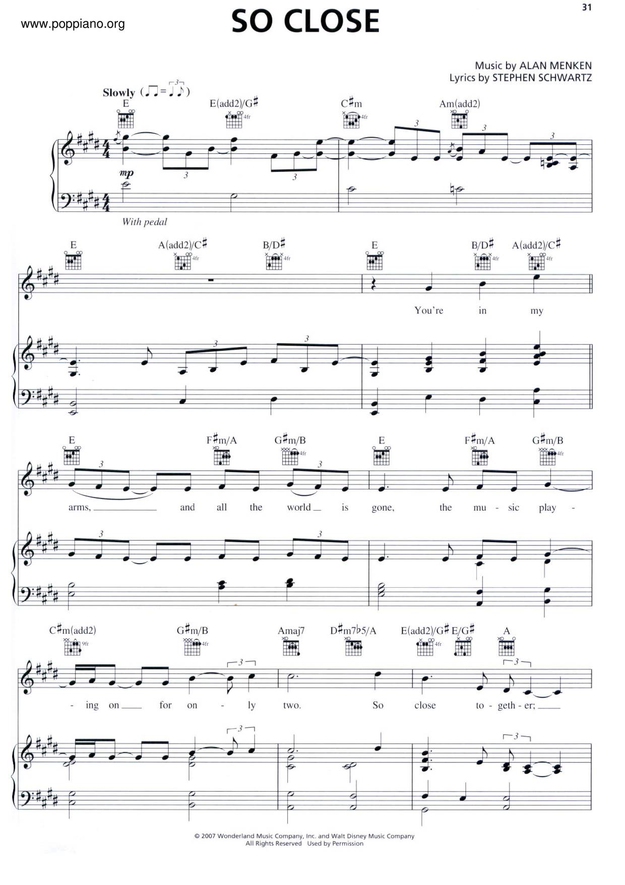 Enchanted - So Close琴谱