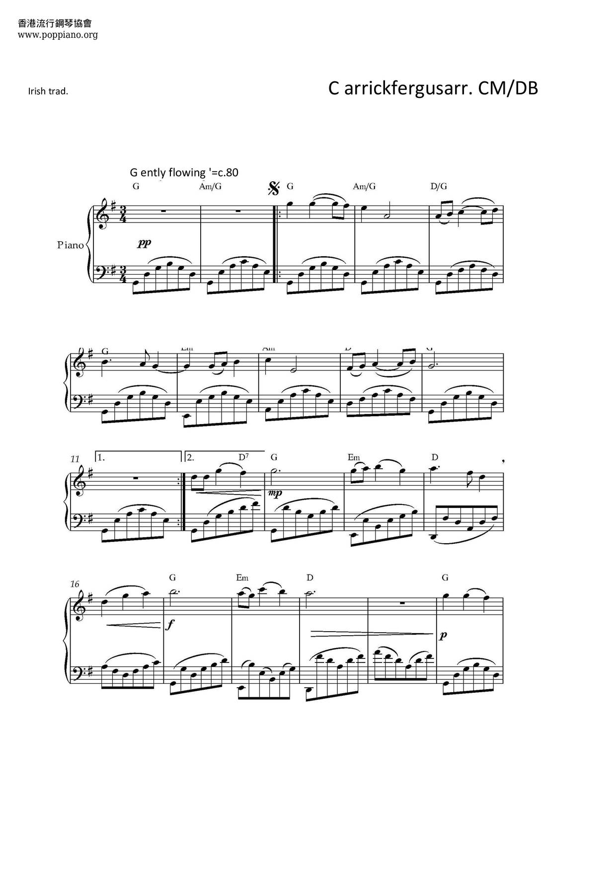 Carrickfergus琴谱
