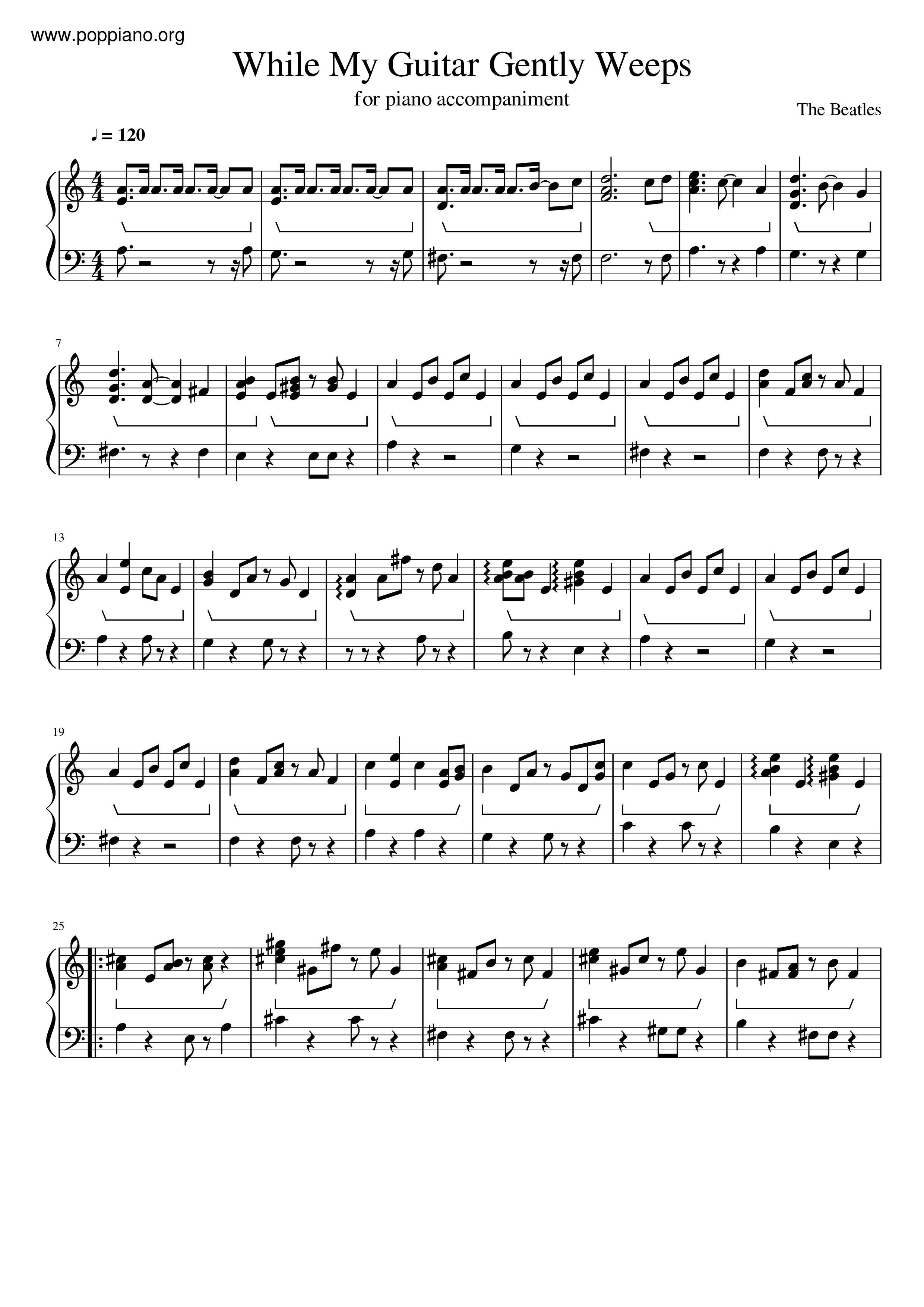 While My Guitar Gently Weeps琴谱